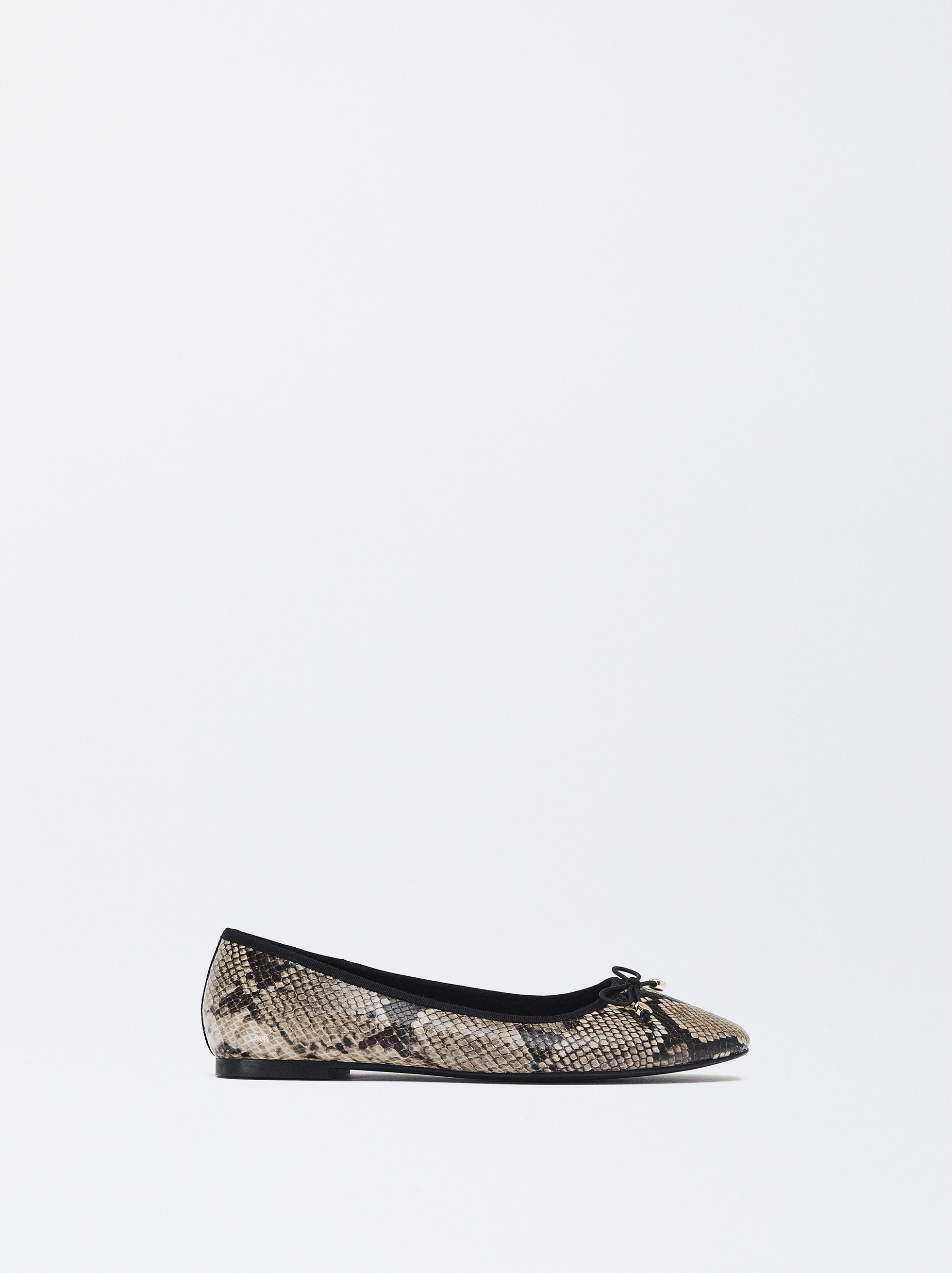 Animal Print Ballerinas With Bow Beige | Parfois