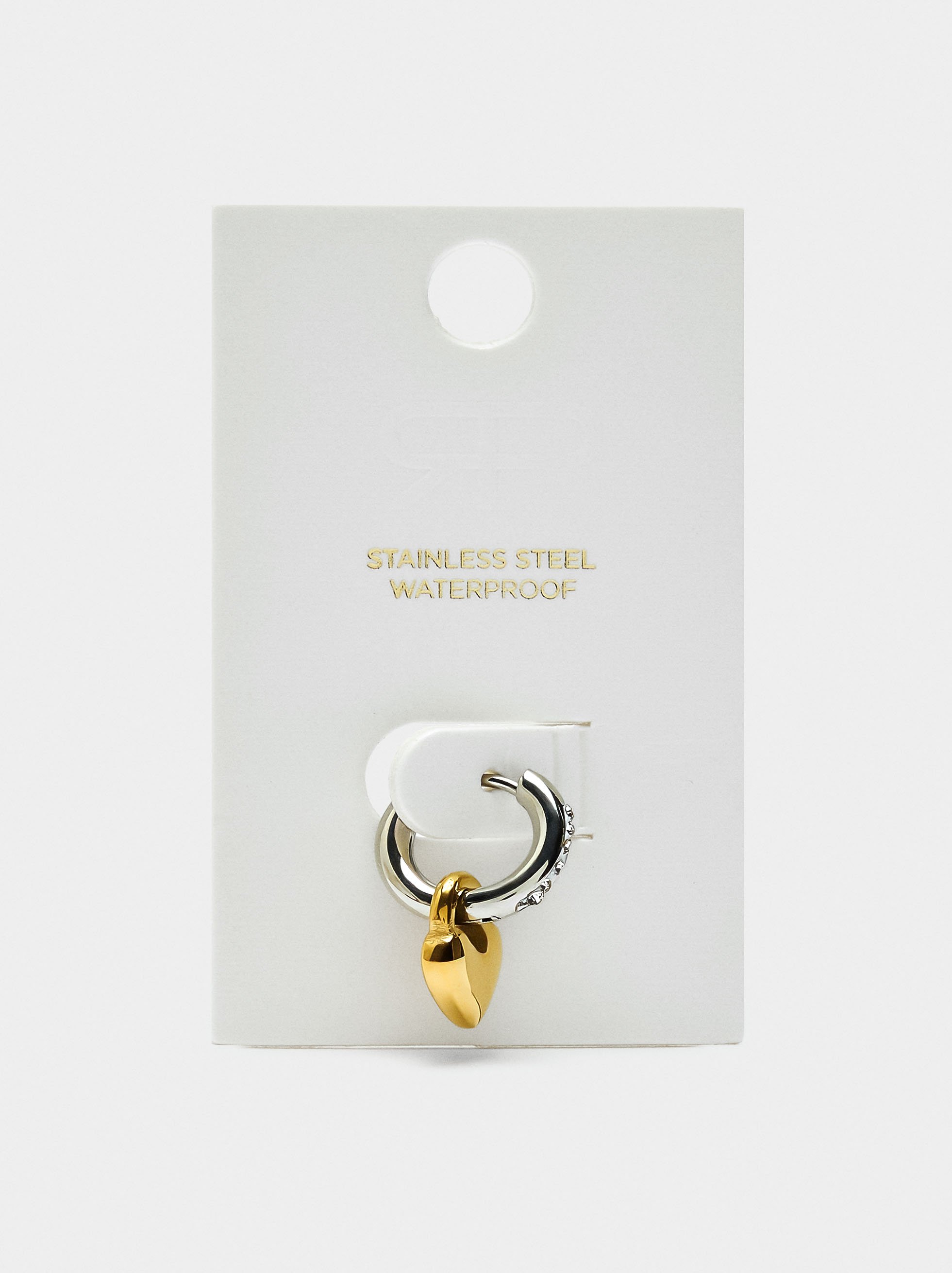 Heart single hoop earring - stainless steel image number 3.0