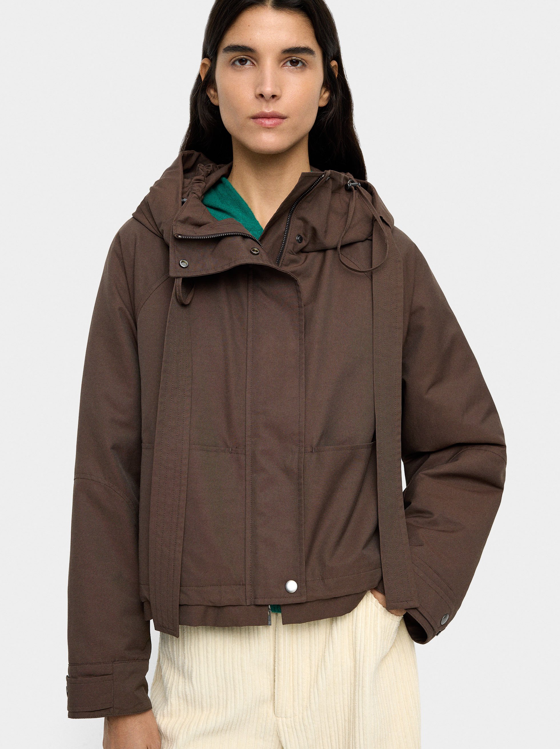 Jacket with hood water repellent image number 4.0