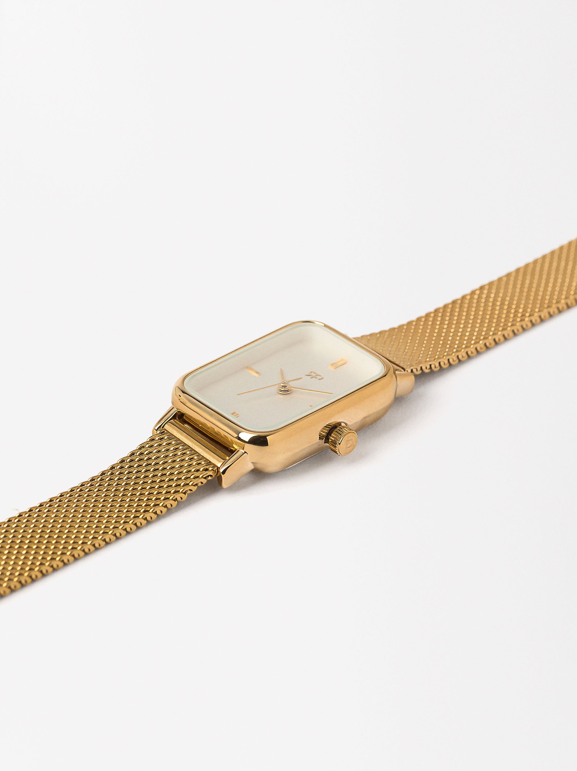 Watch with stainless steel wristband, Golden, hi-res