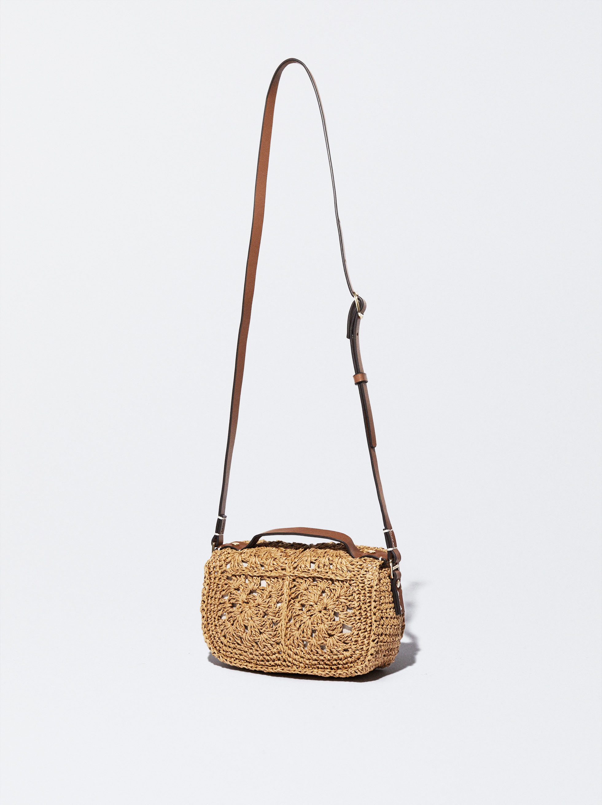 Straw effect cross shop body bag
