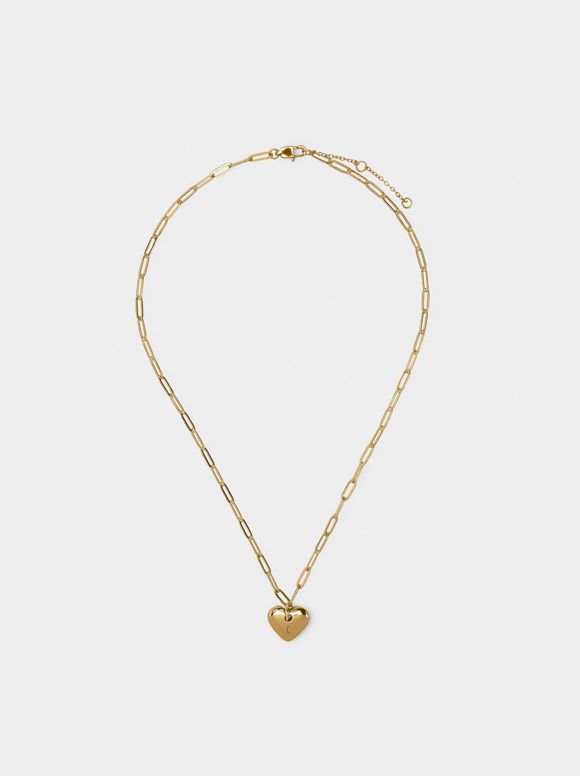 Necklace of links with heart - stainless steel image number 2.0