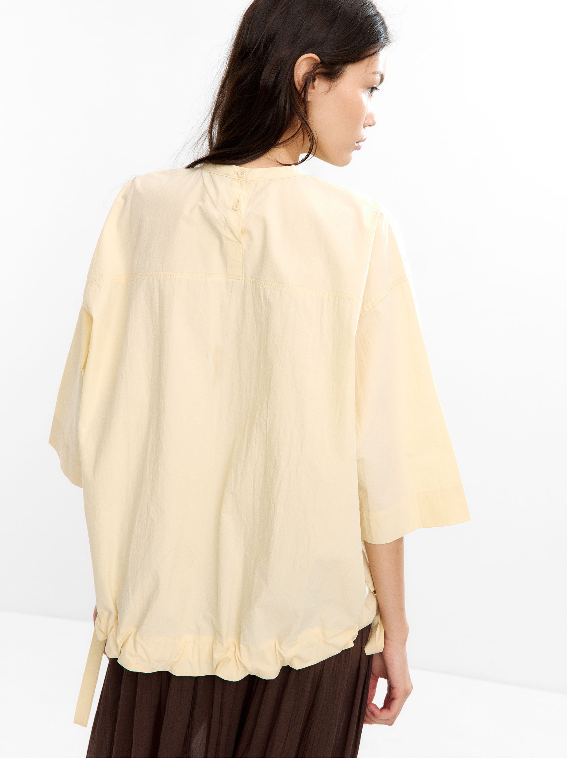 Ruched blouse 100% cotton image number 3.0