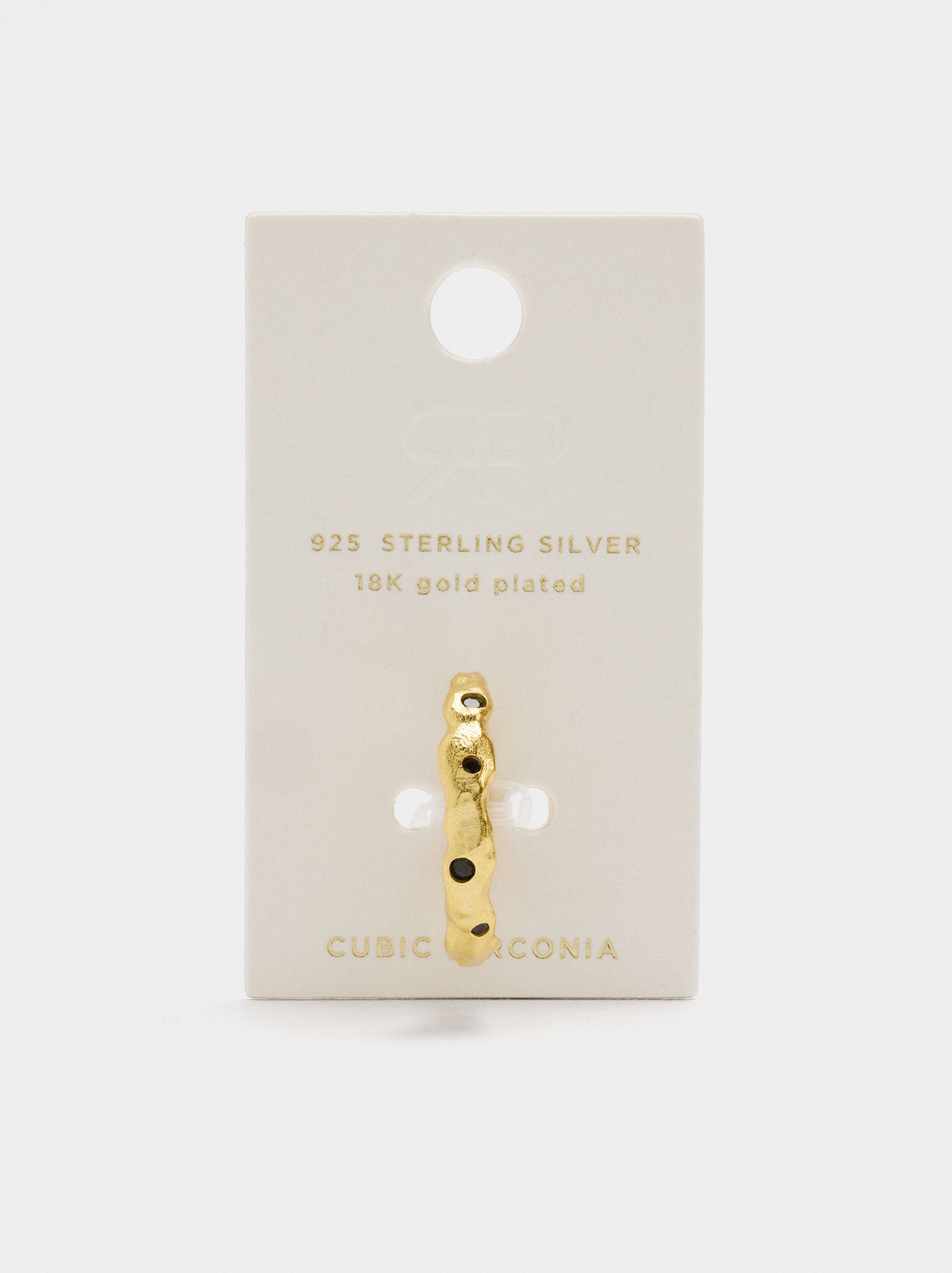 Irregular ring with cubic zirconia - 925 sterling silver image number 2.0