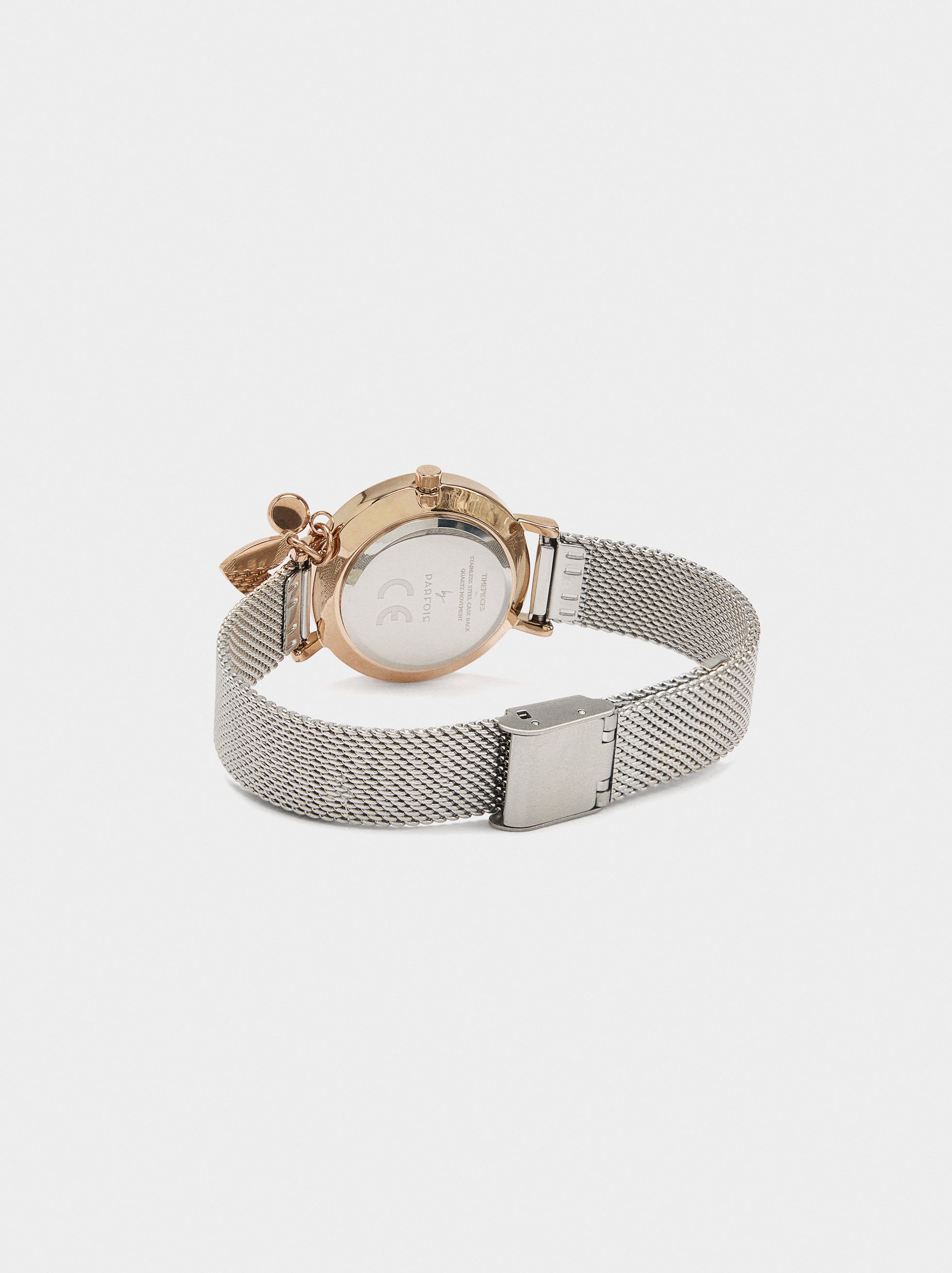 Bicolor watch with stainless steel bracelet with charm image number 2.0