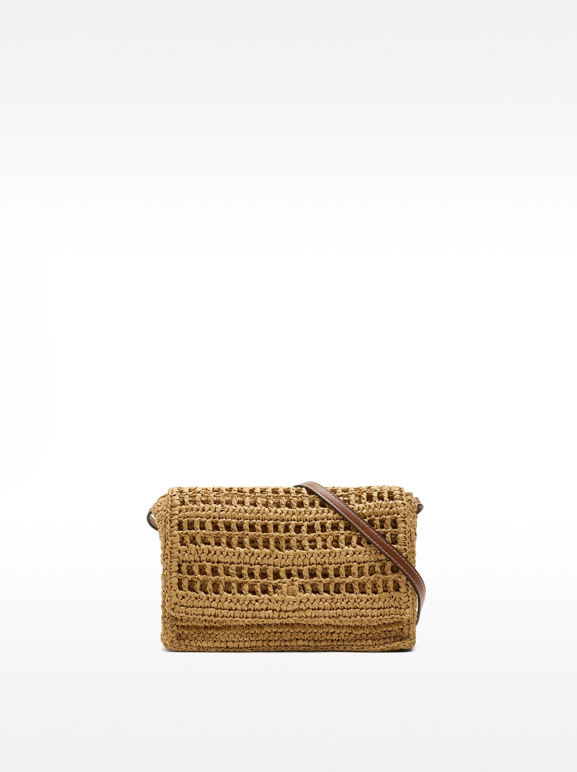 Straw-effect crossbody bag with flap closure image number 1.0