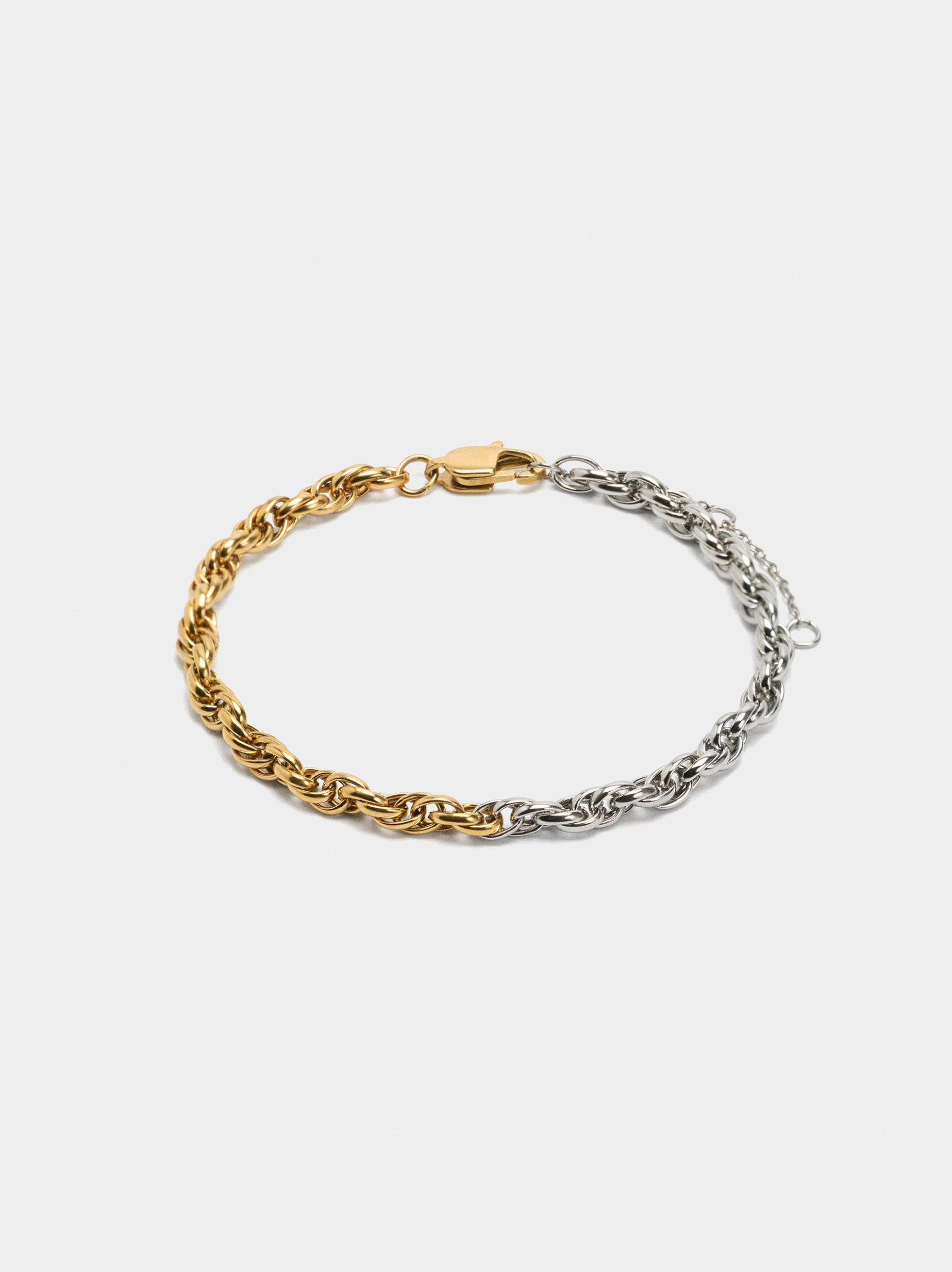 Bicolor bracelet with links - stainless steel image number 0.0