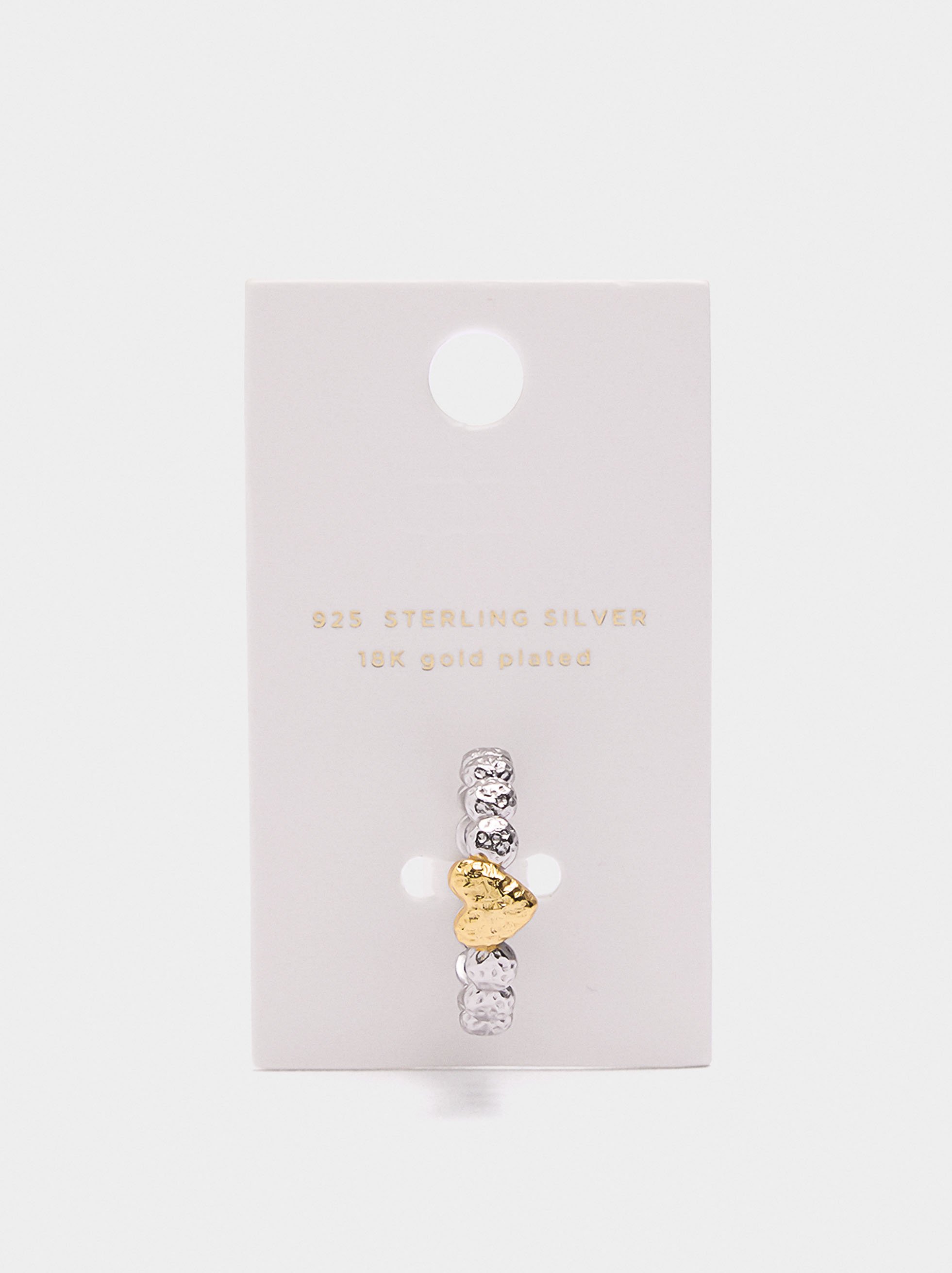 Bicolor ring with heart - 925 sterling silver image number 3.0