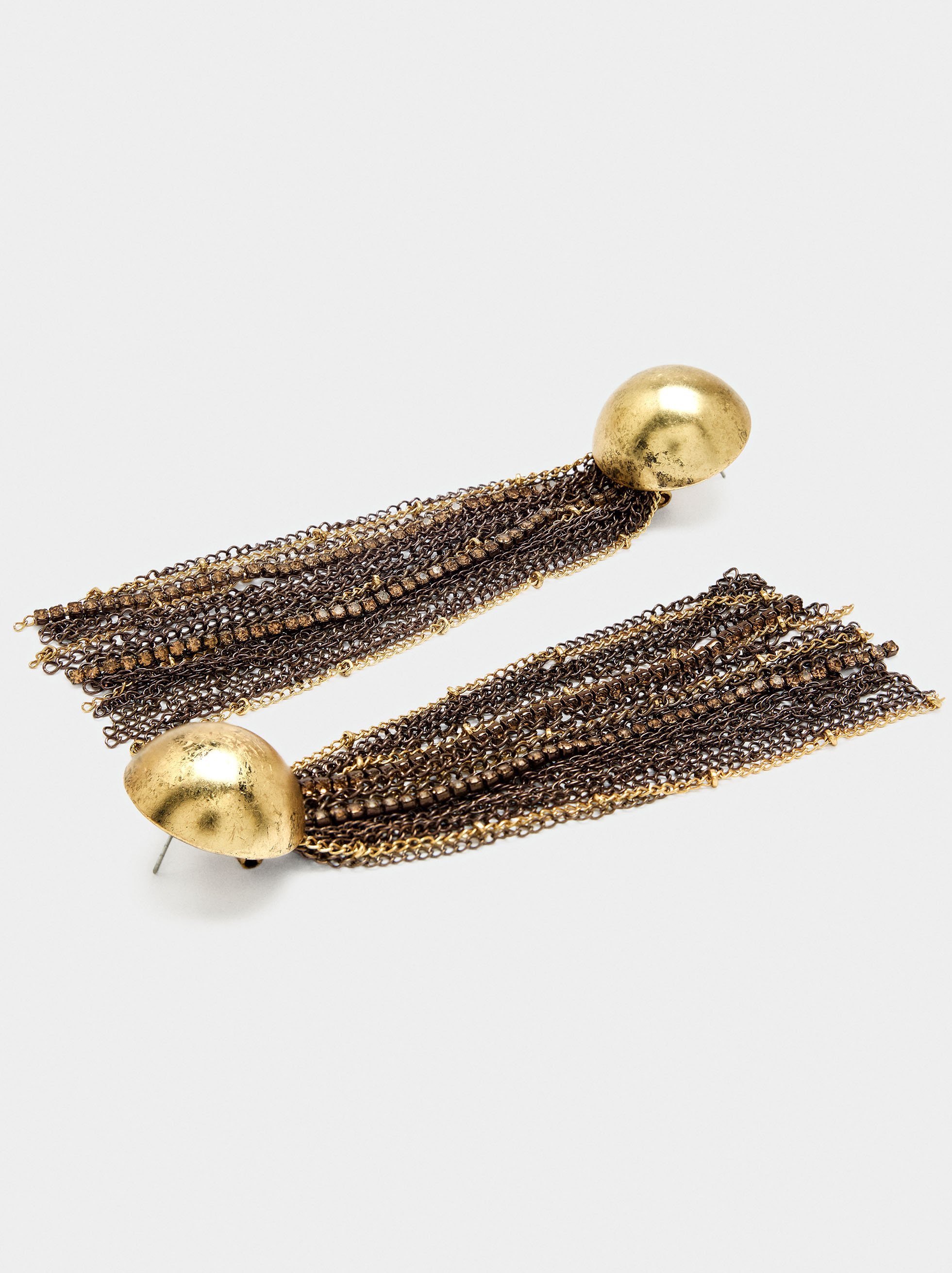 Long chain earrings with crystals image number 2.0