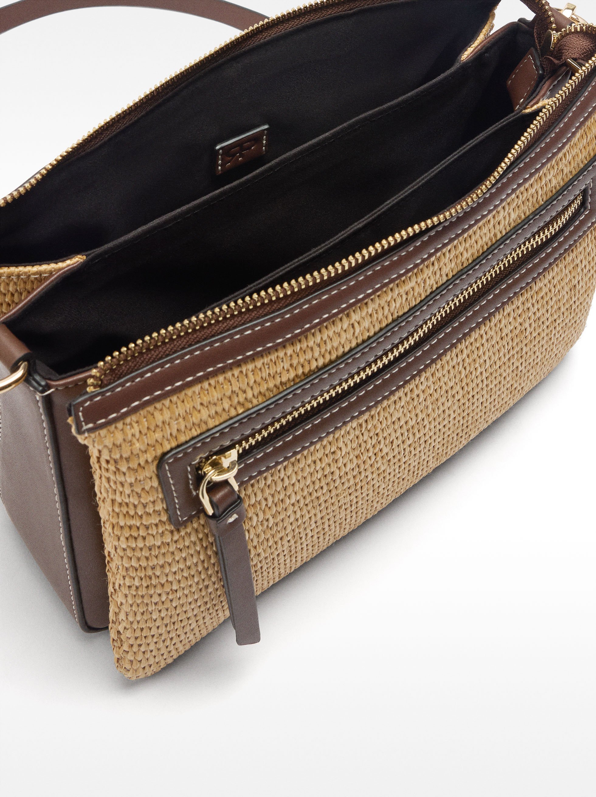 Crossbody bag with triple-effect straw image number 3.0