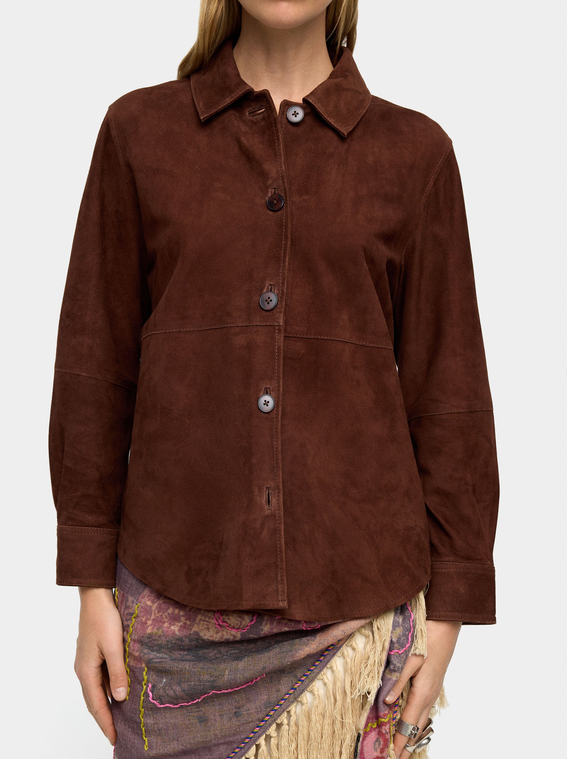 Suede leather overshirt image number 1.0