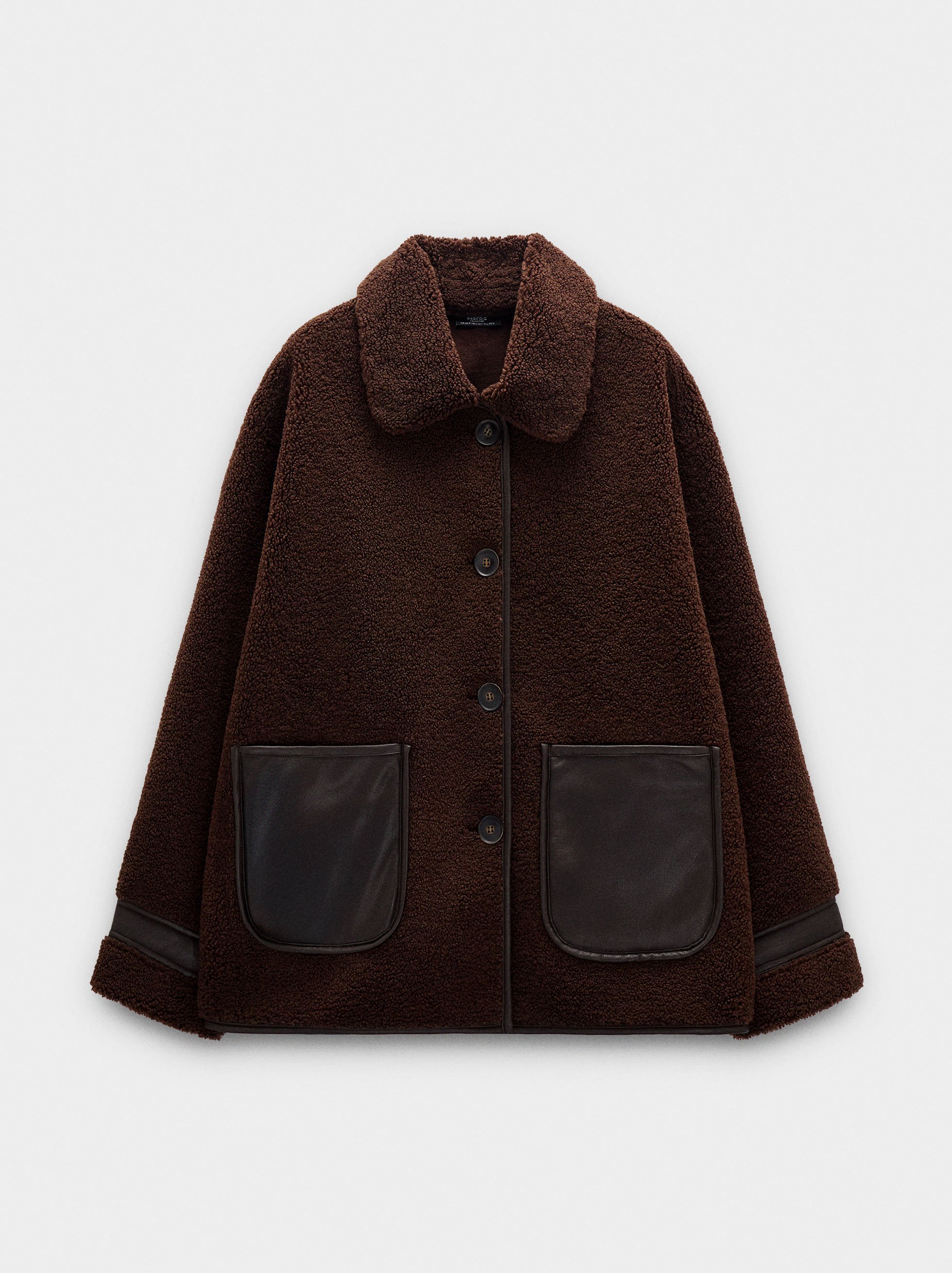 Jacket with sherpa effect and texture contrast image number 6.0