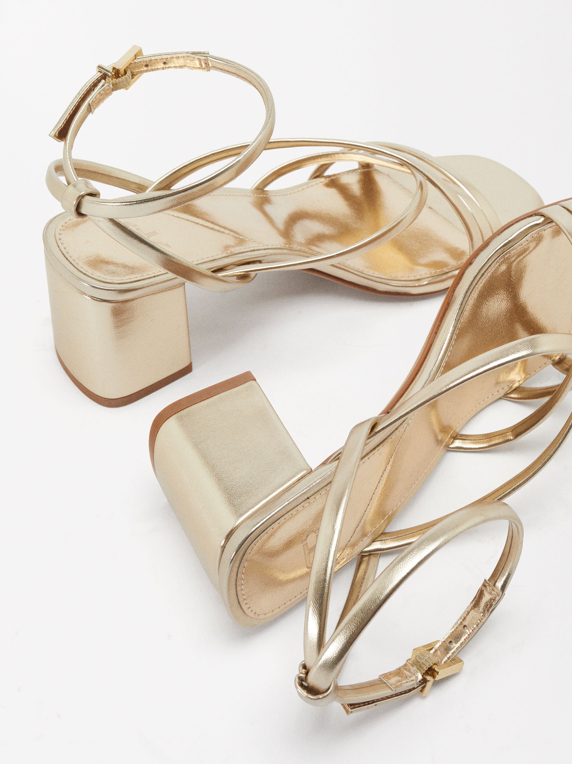 Online Exclusive - Metallic Strap High Heel Sandals image number 4.0
