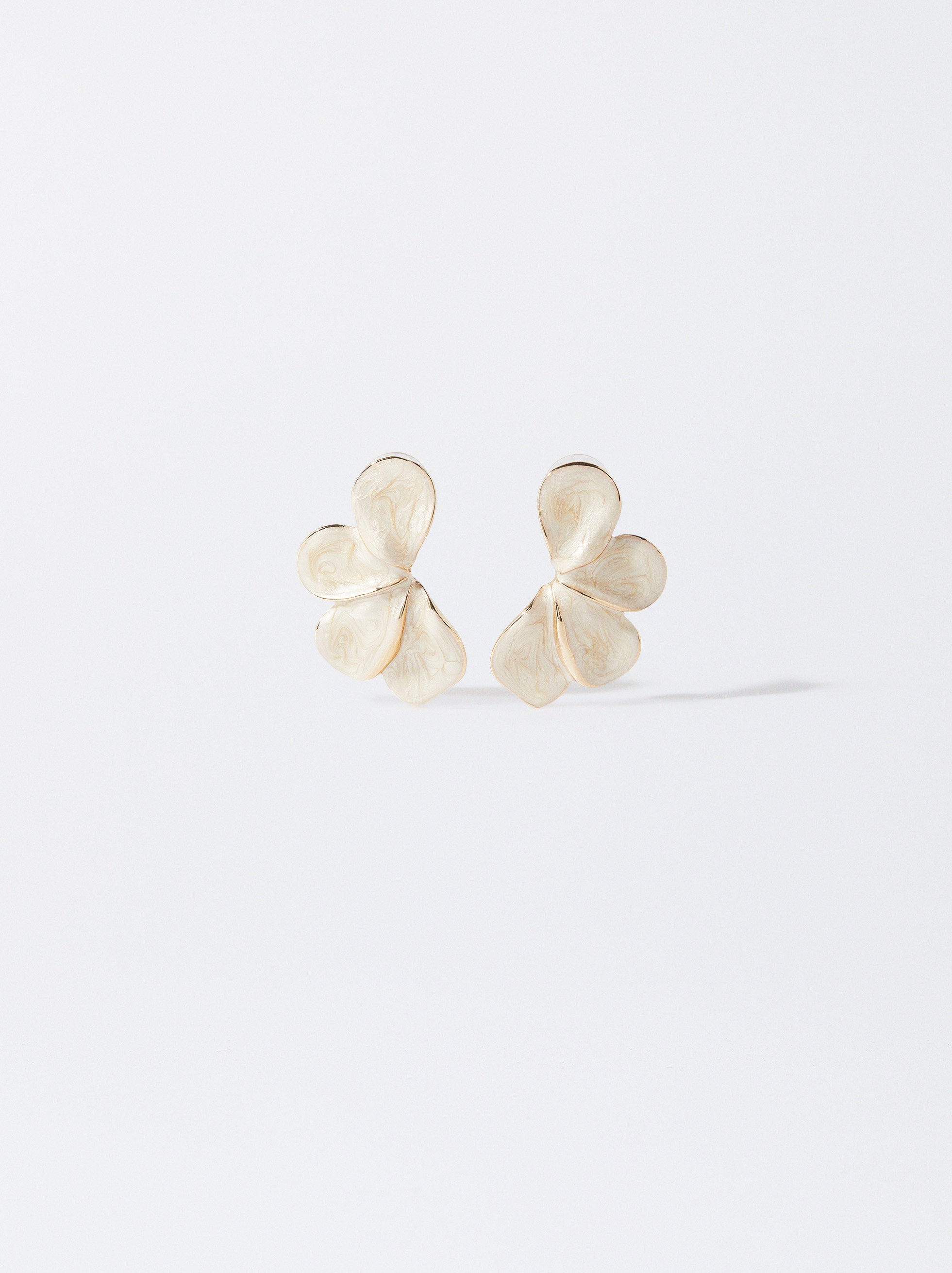 Enamel earrings, Beige, hi-res