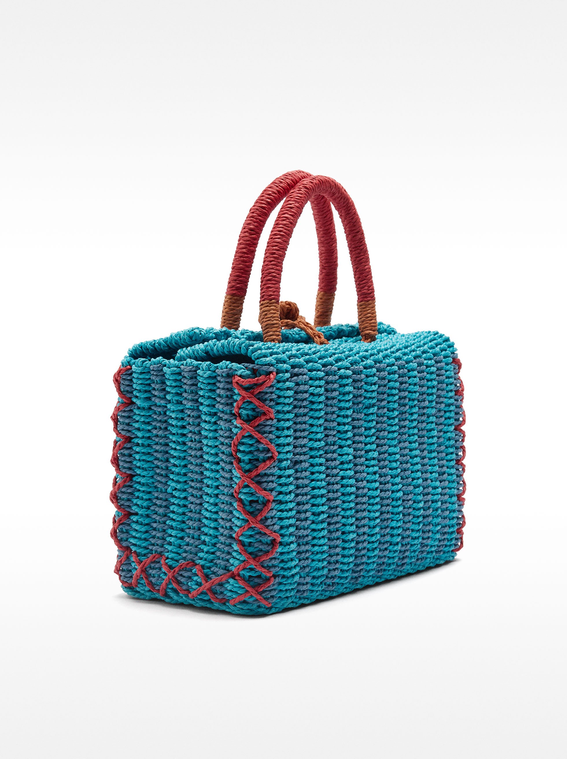 Straw-effect rectangular tote bag image number 3.0