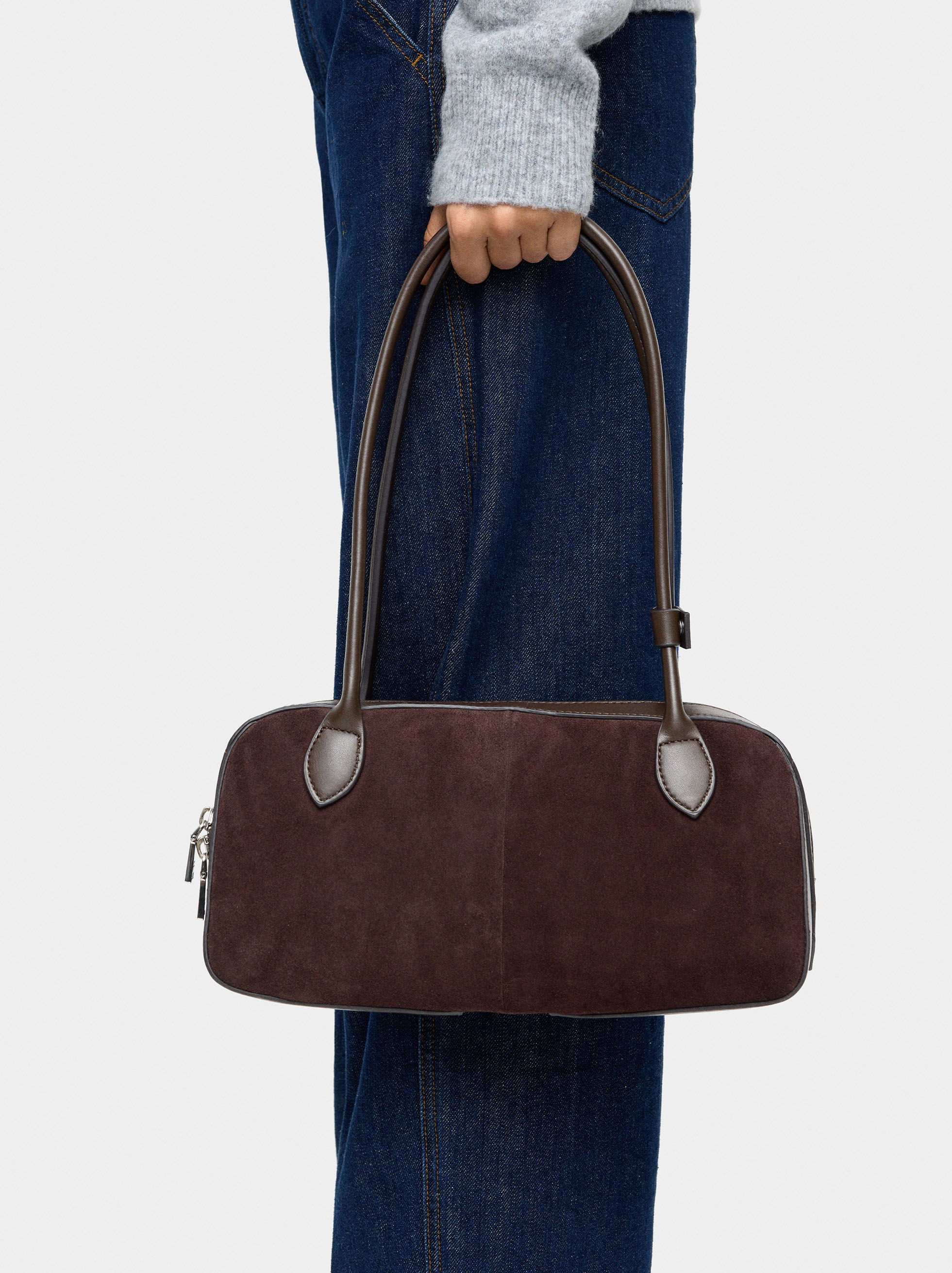 Shoulder bag with leather details image number 1.0