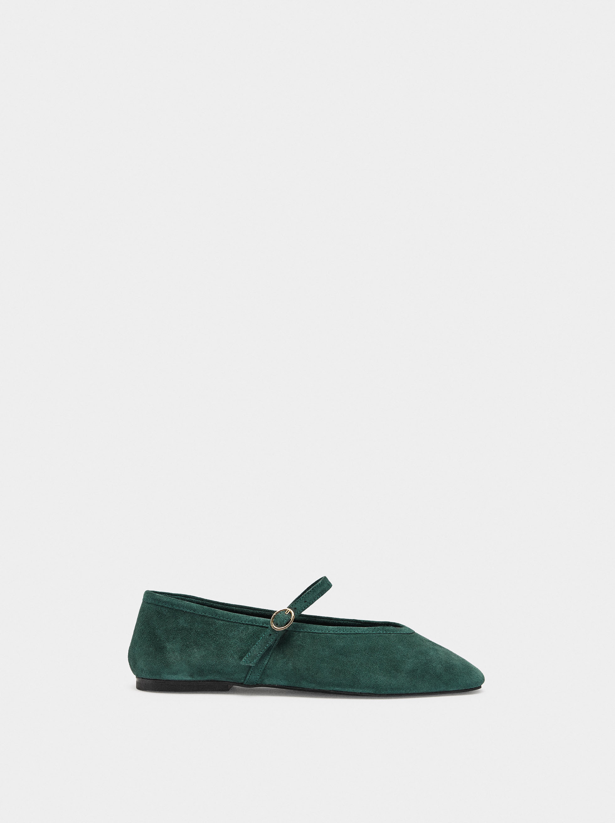 Leather ballet flats with strap and buckle image number 1.0