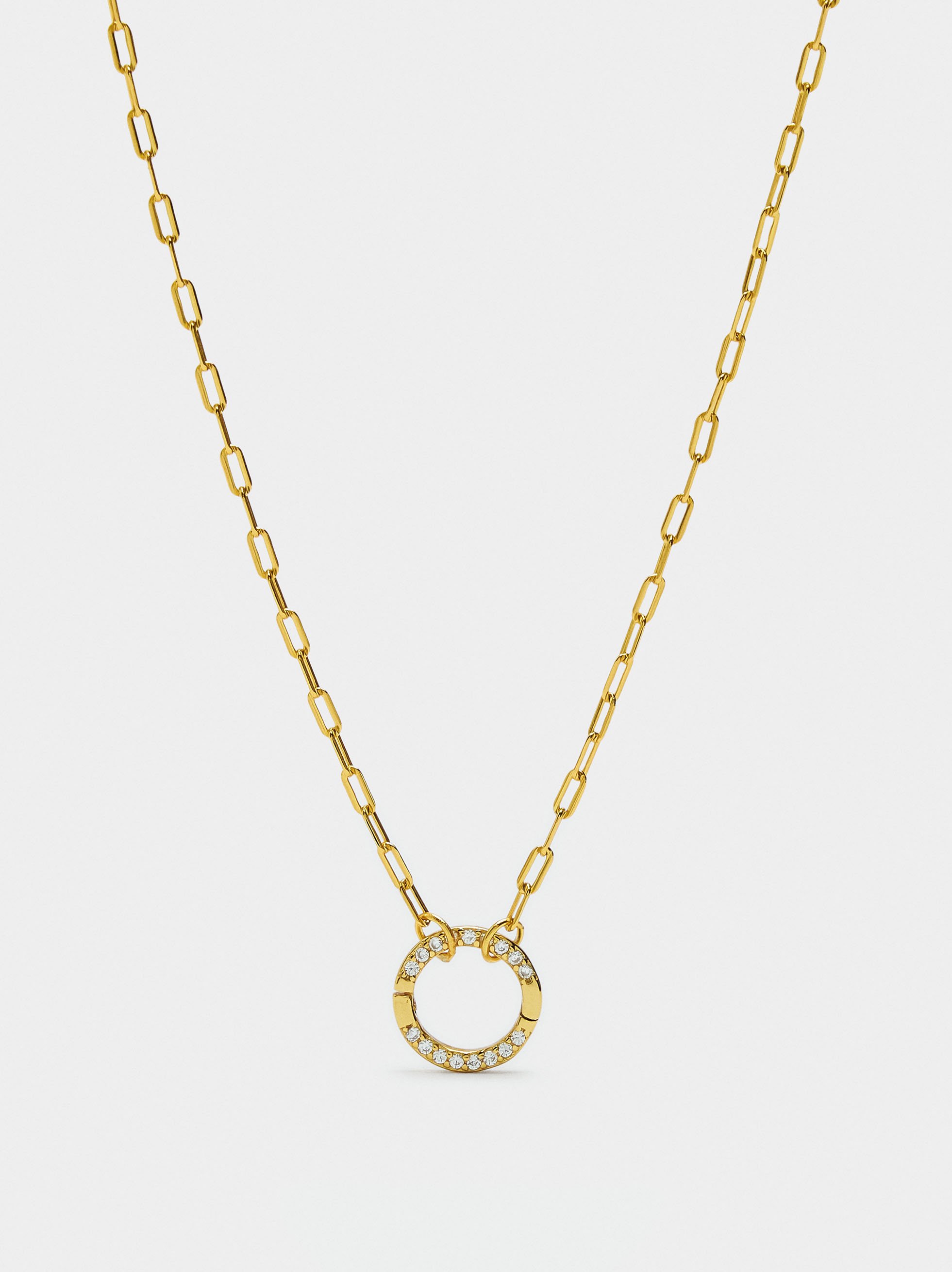 Collier de maillons pendentif avec zirconiums - argent sterling 925 image number 0.0
