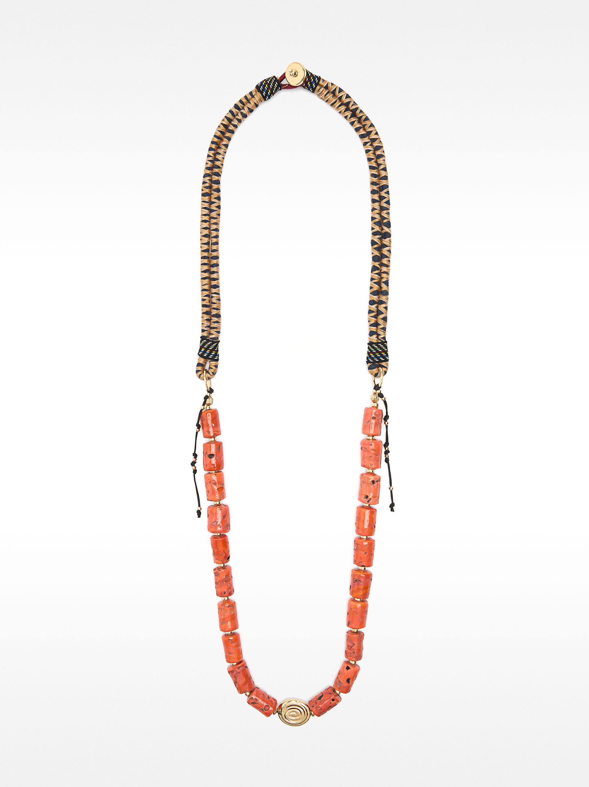 Cord necklace with glass beads, Multicolor, hi-res