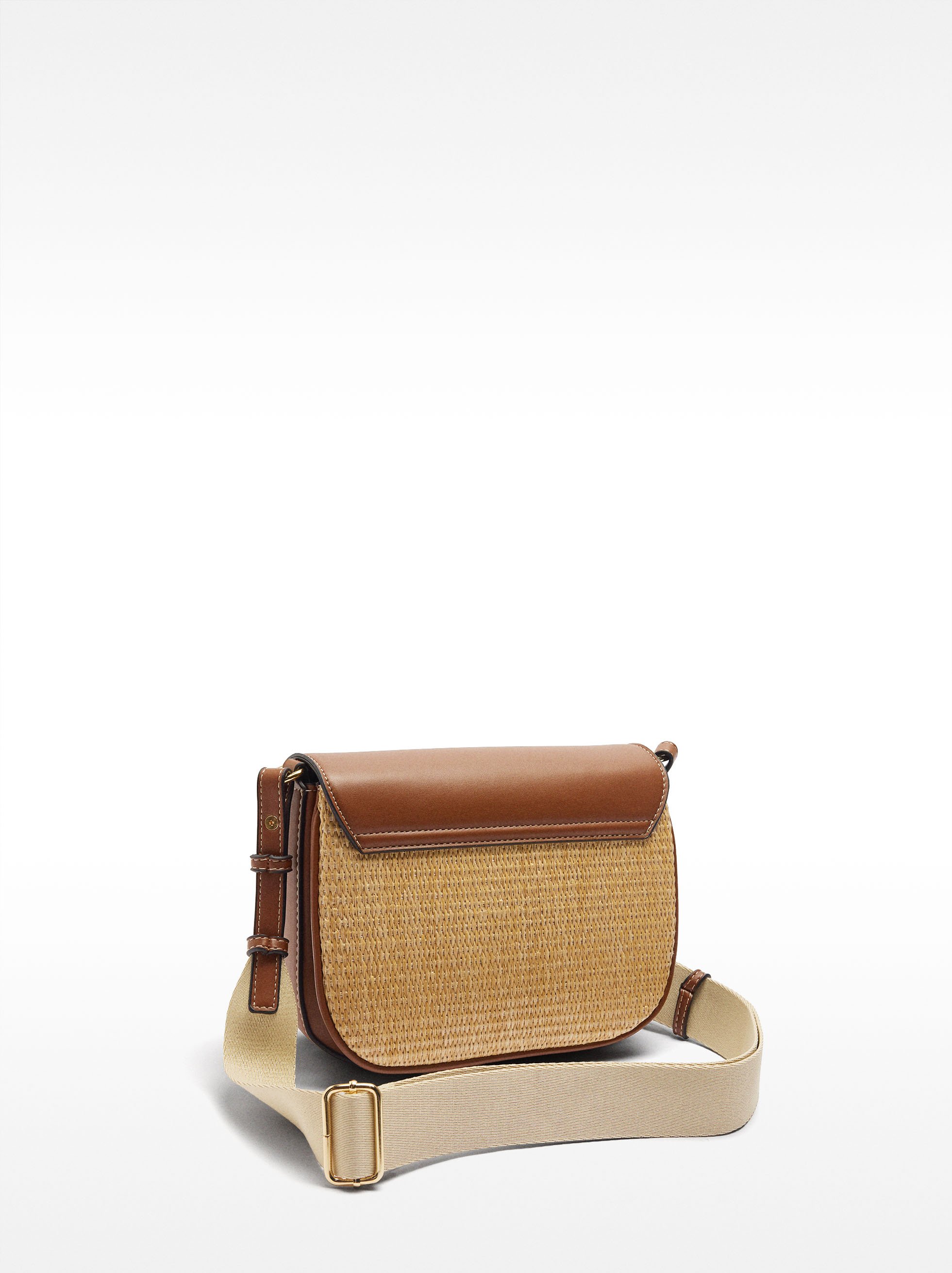 Borsa tracolla in effetto paglia con patta image number 2.0