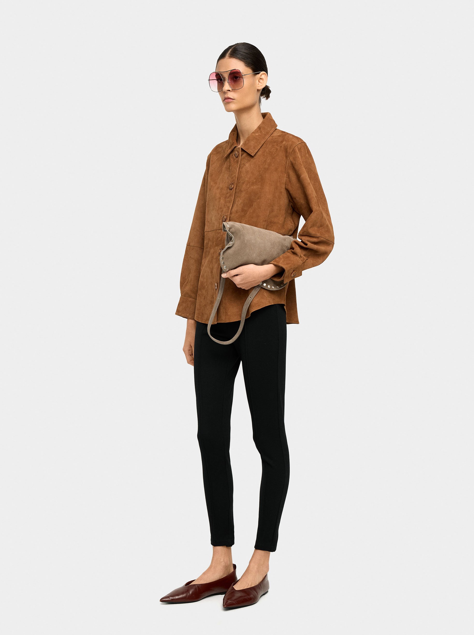 Suede leather overshirt image number 0.0