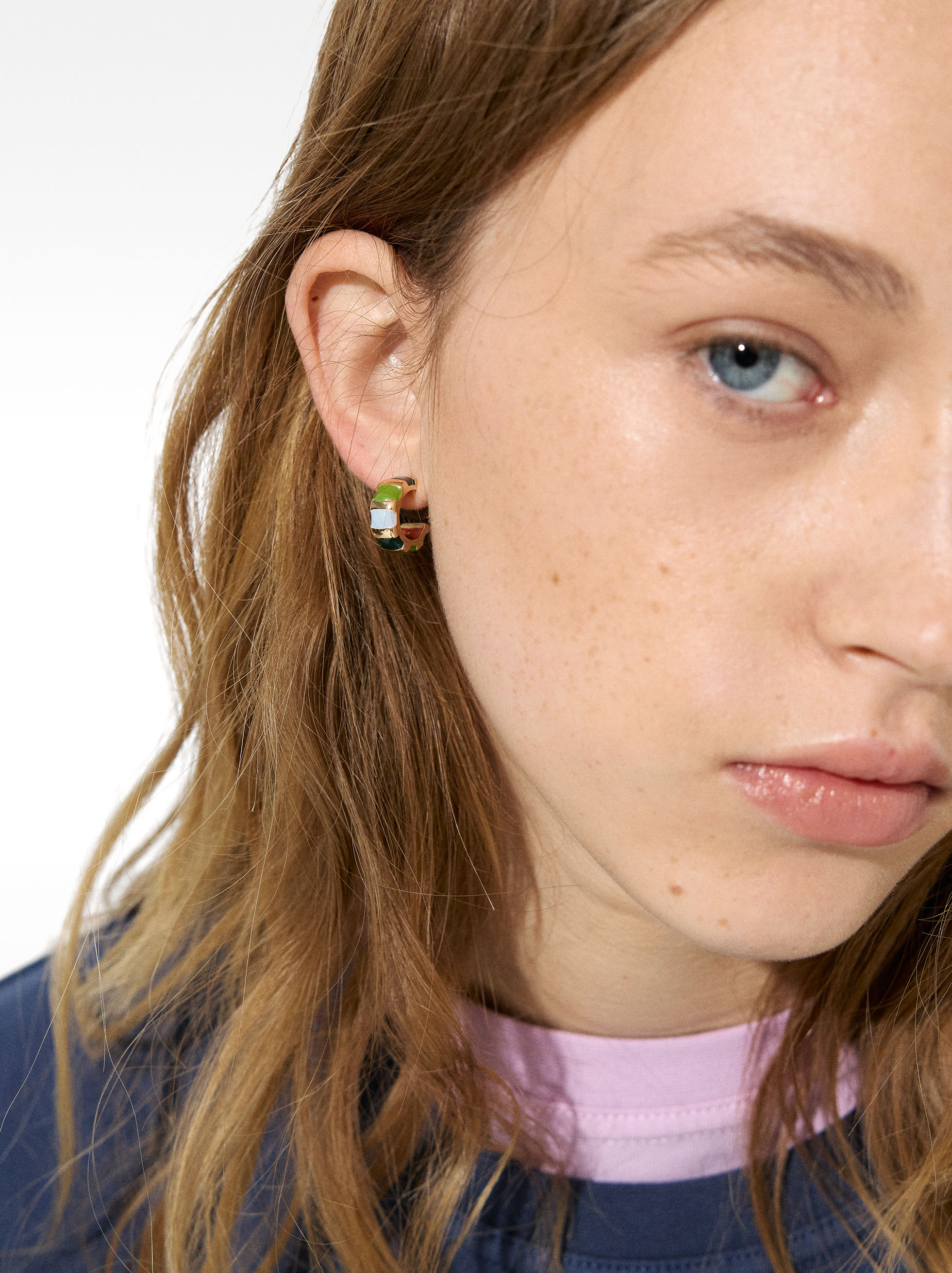 Enamel hoops earrings image number 1.0