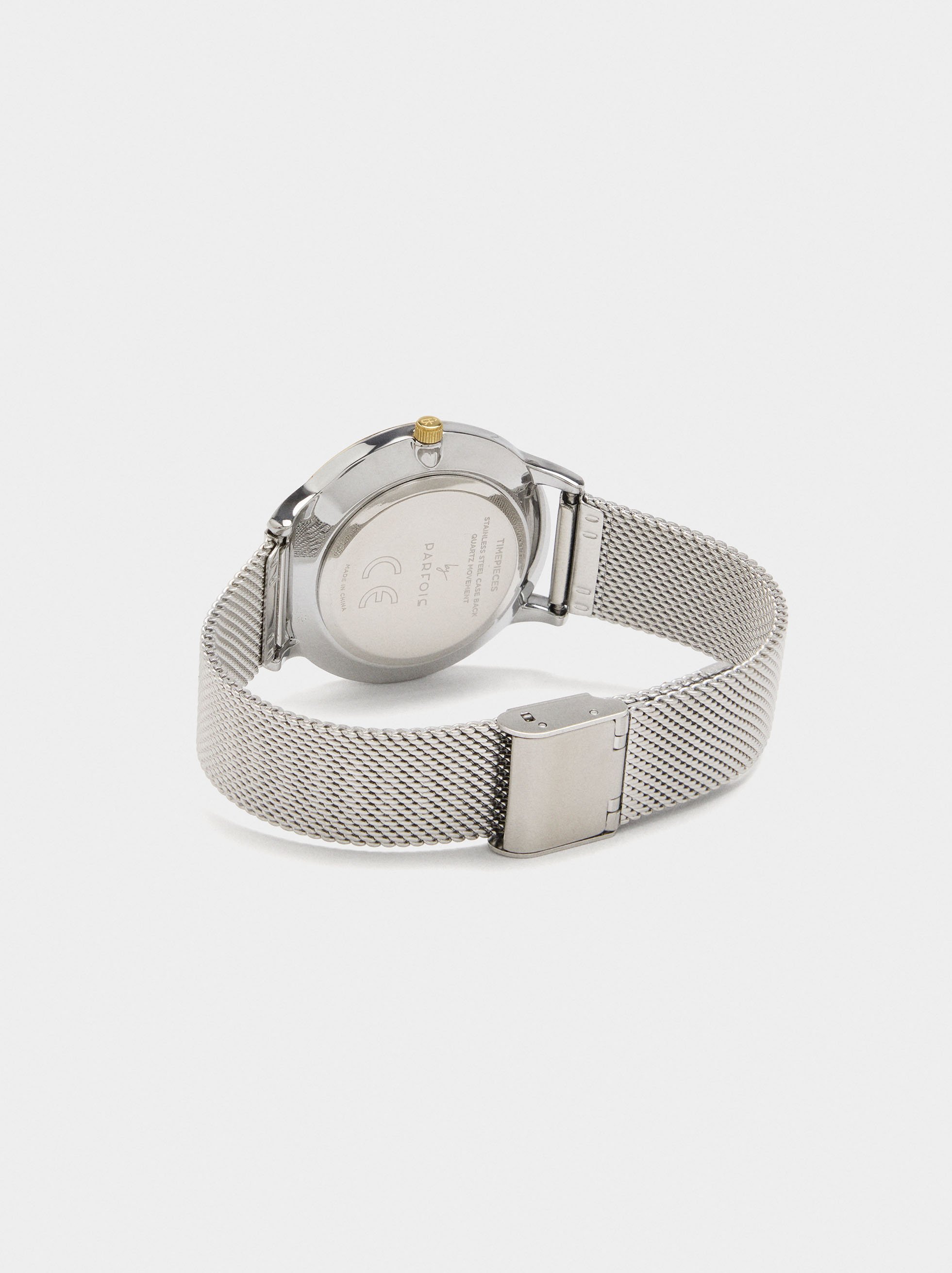 Bicolor watch with stainless steel metal mesh image number 2.0