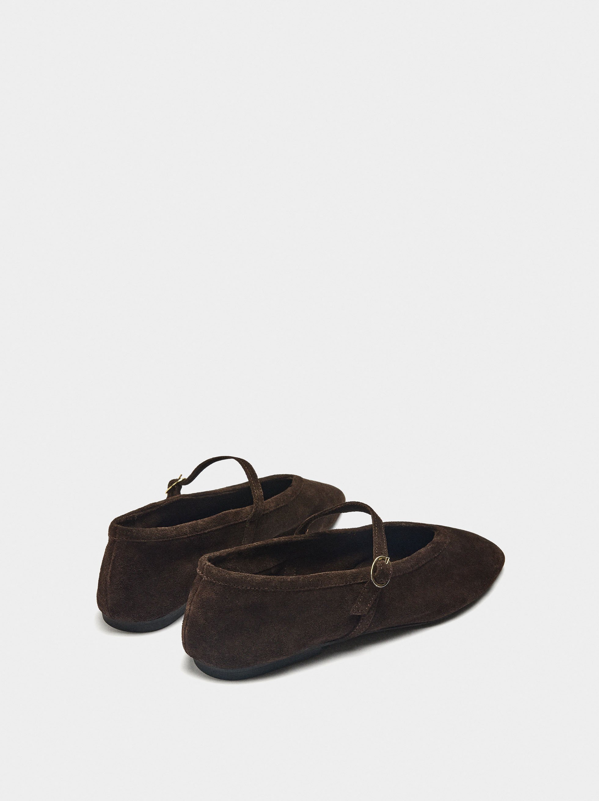 Leather ballet flats with strap and buckle image number 3.0