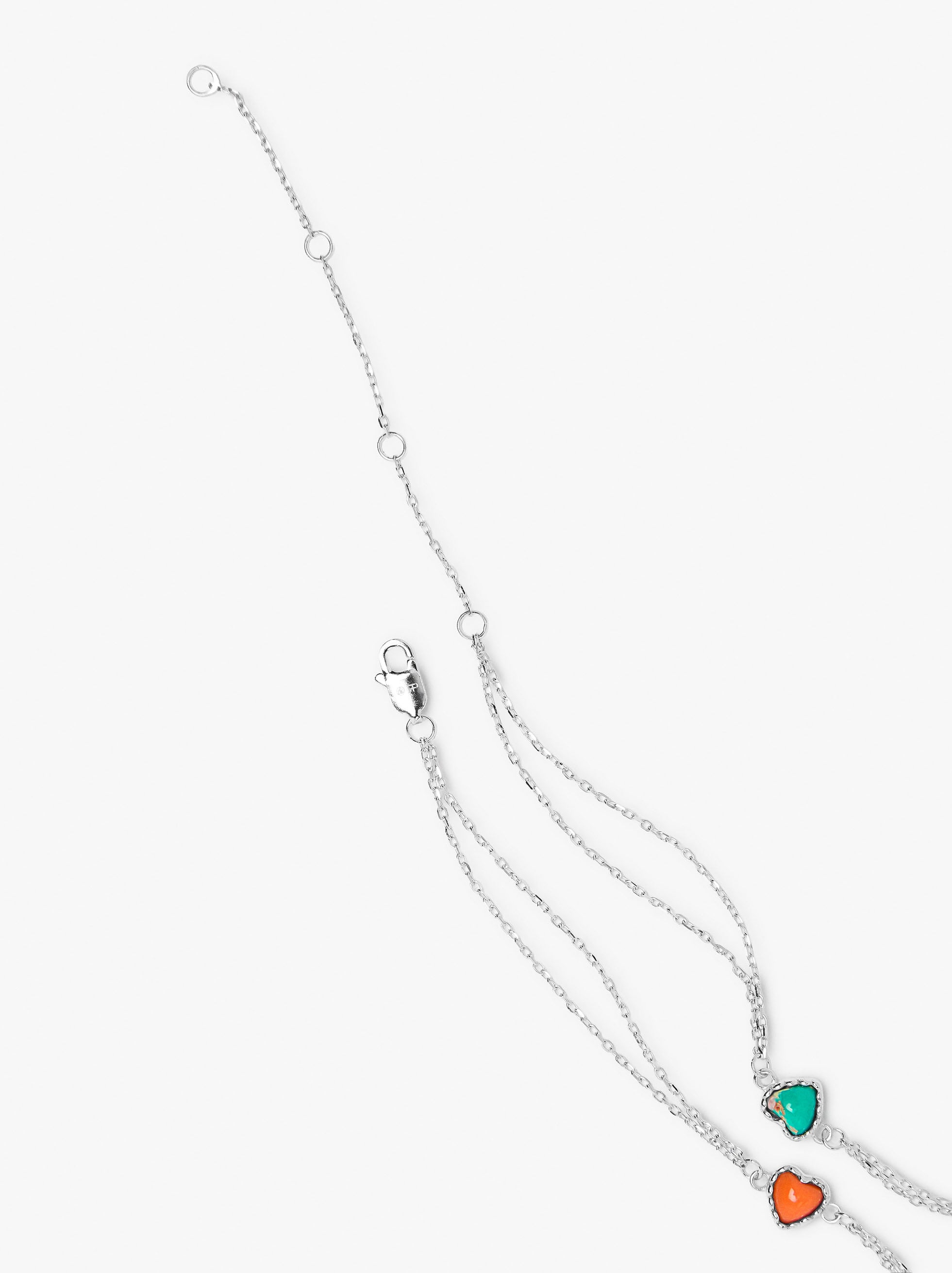 Ankle bracelet with stone hearts - 925 sterling silver image number 3.0