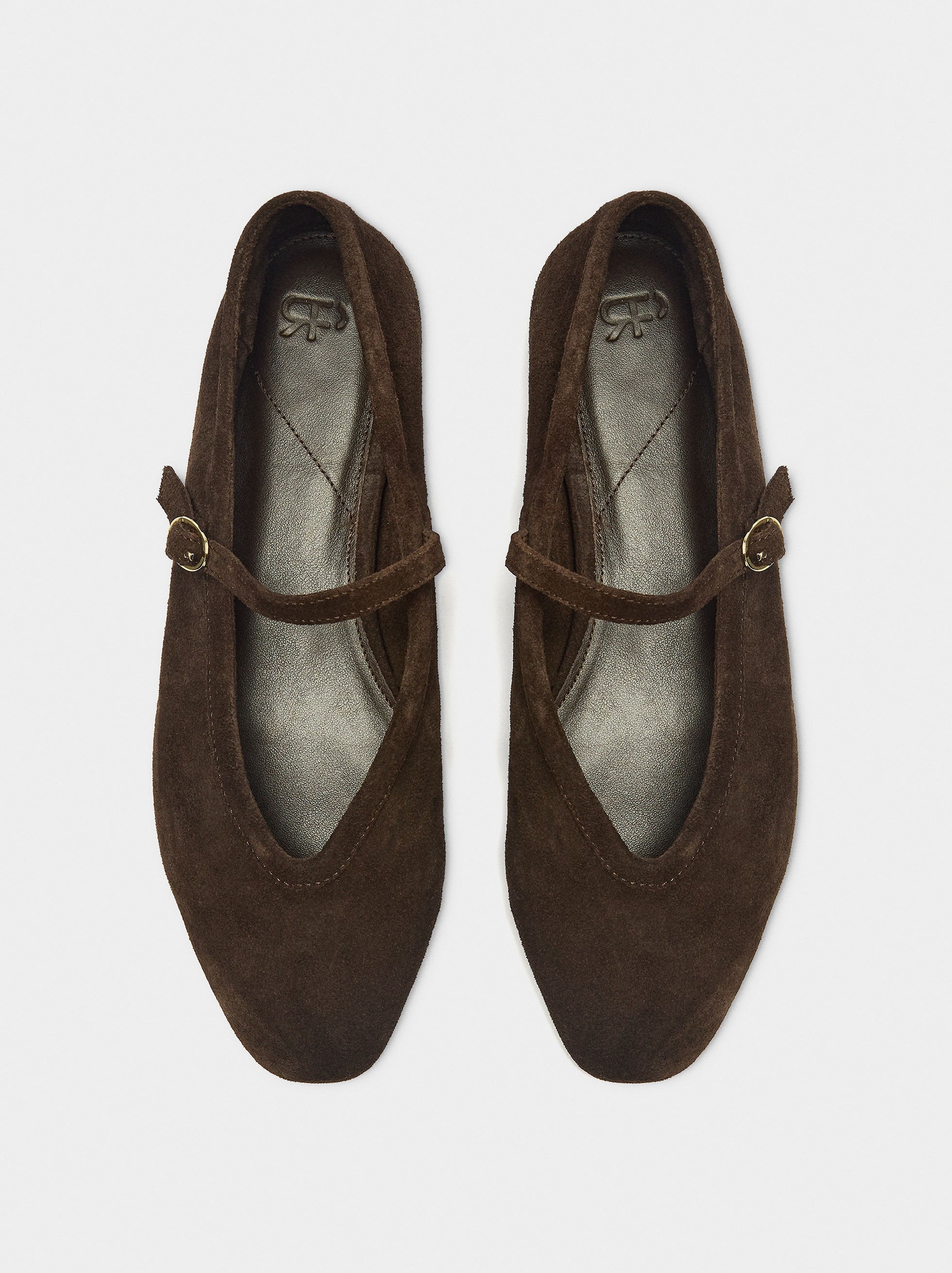 Leather ballet flats with strap and buckle image number 0.0