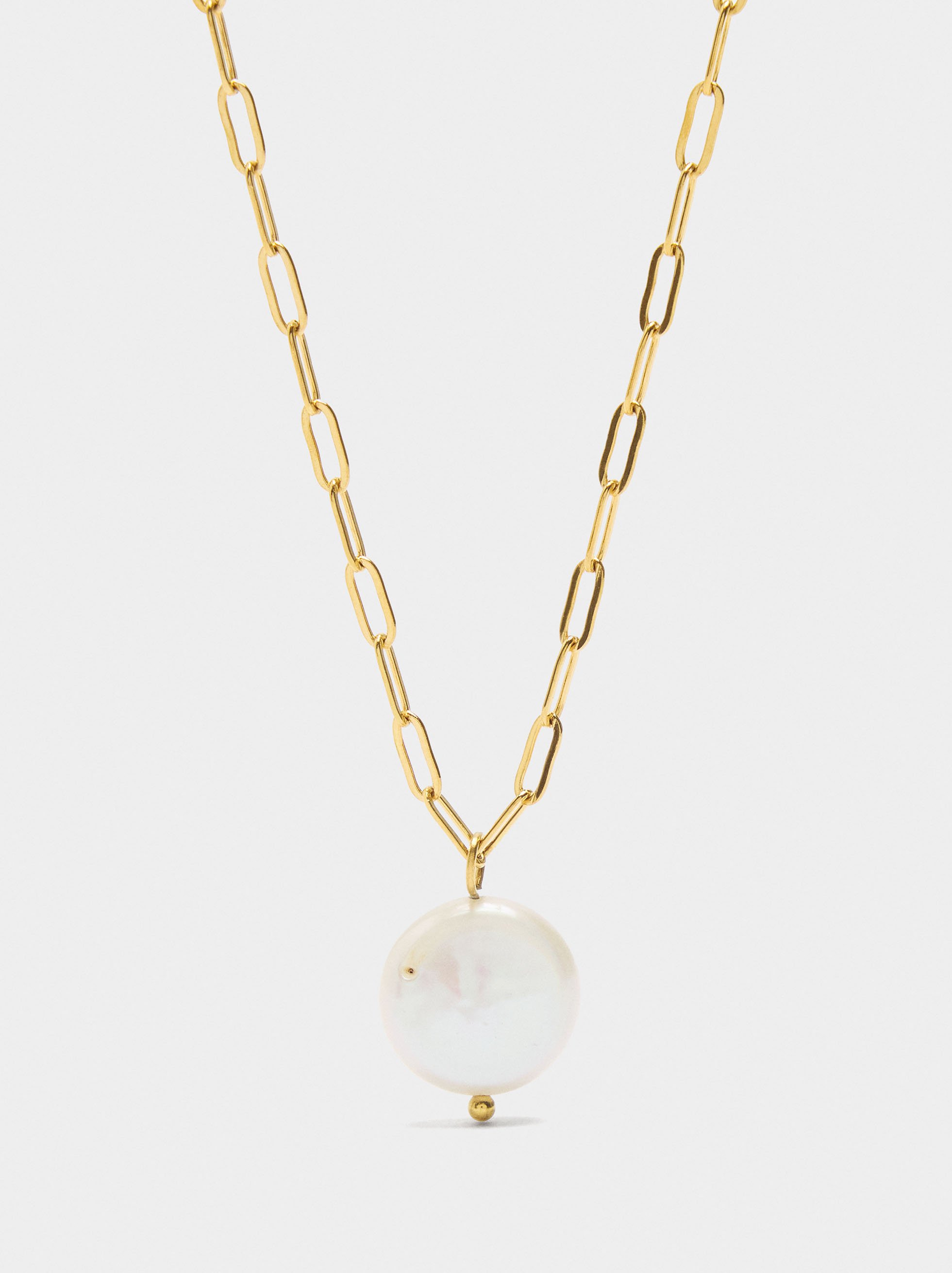 Collier en maillons avec perle - Acier inoxydable image number 0.0