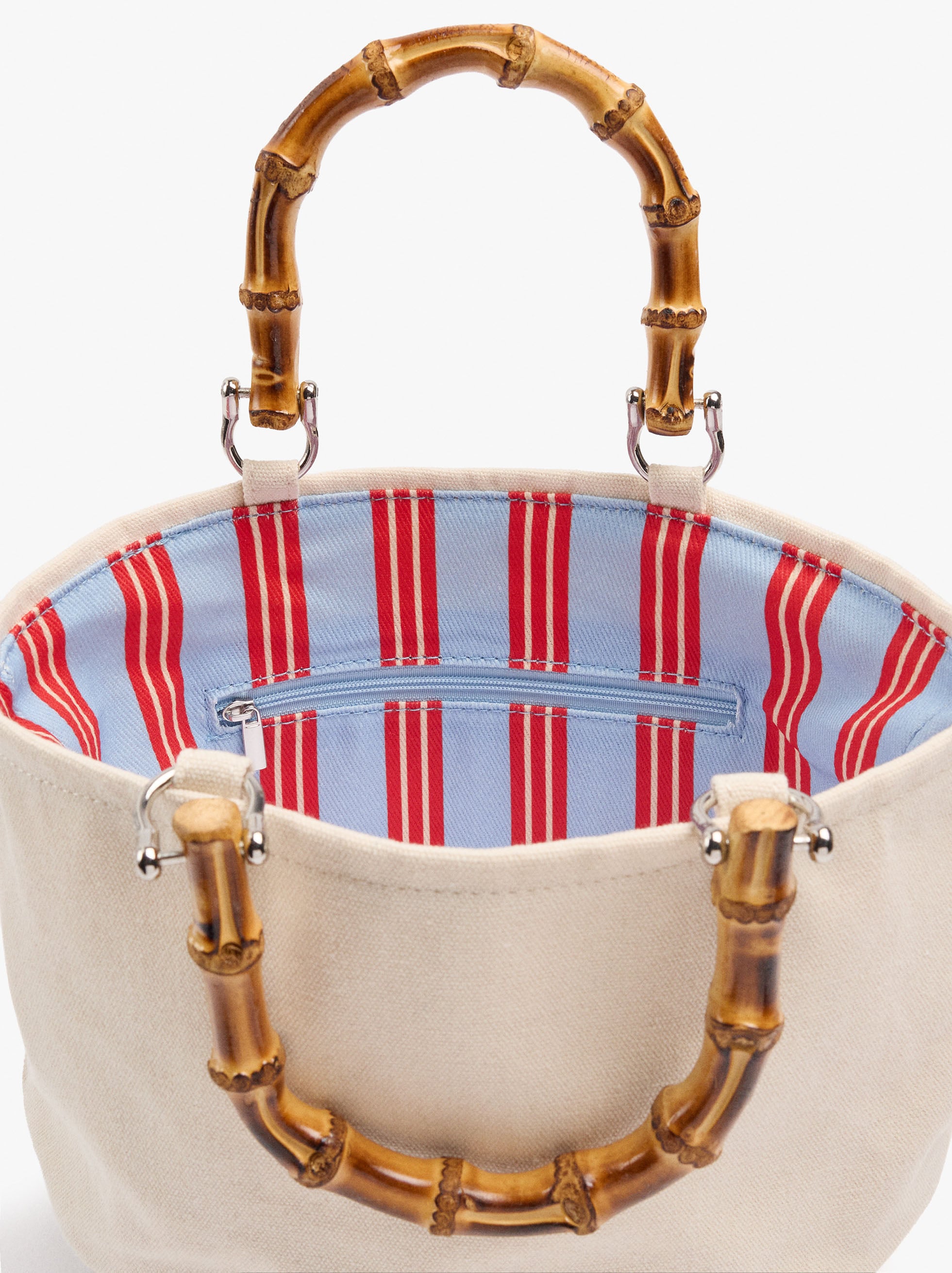 Mala tote canvas base de rattan M image number 4.0
