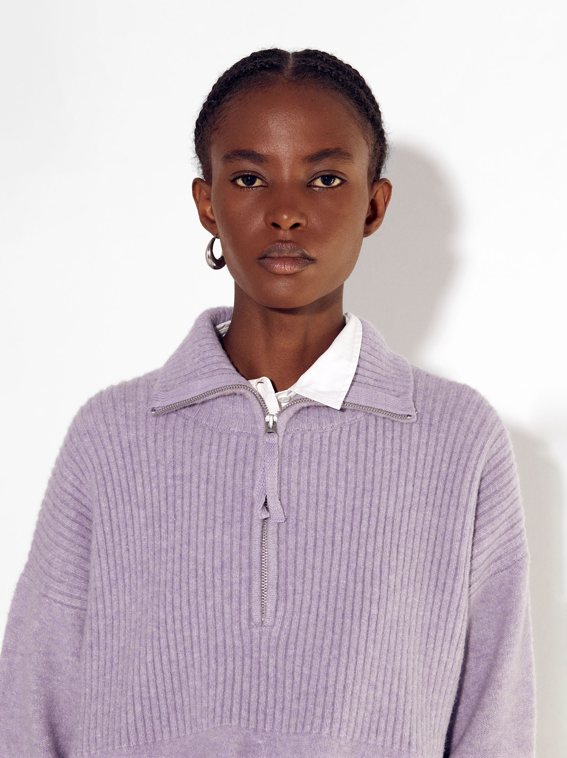 Knit Sweater With High Collar Blue Parfois