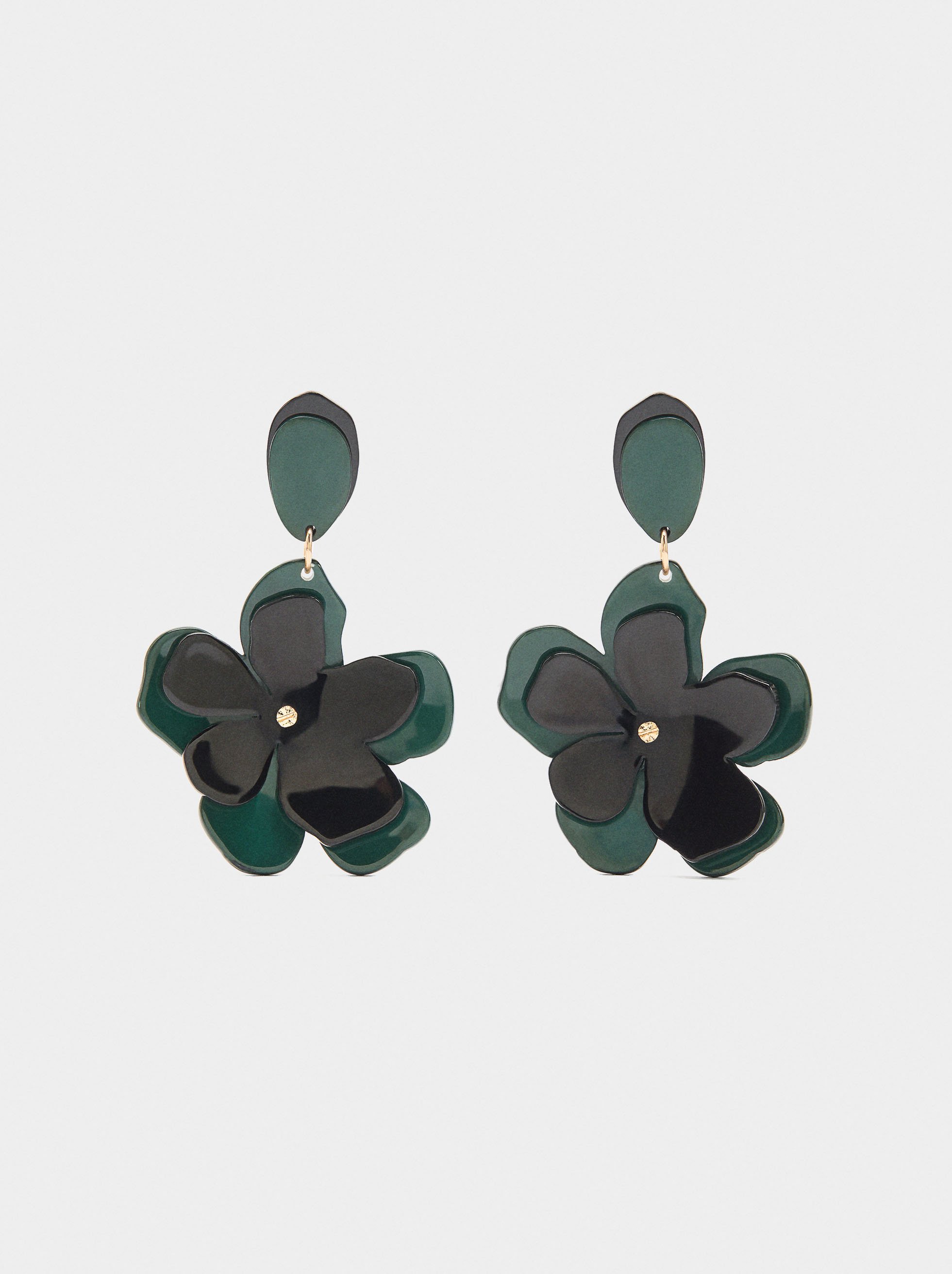 Double flower earrings with resin image number 0.0