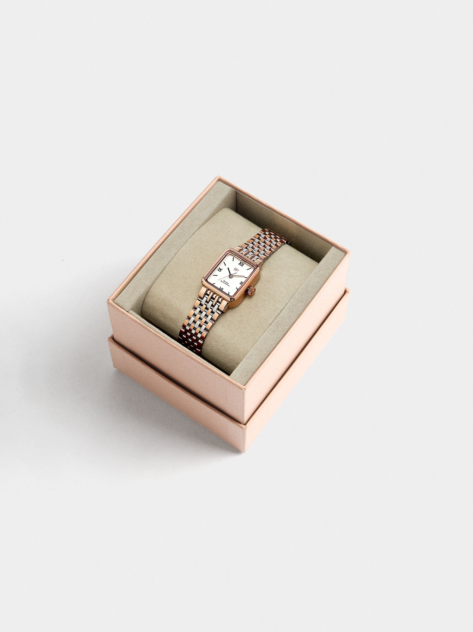 Square watch with a stainless steel bracelet image number 3.0