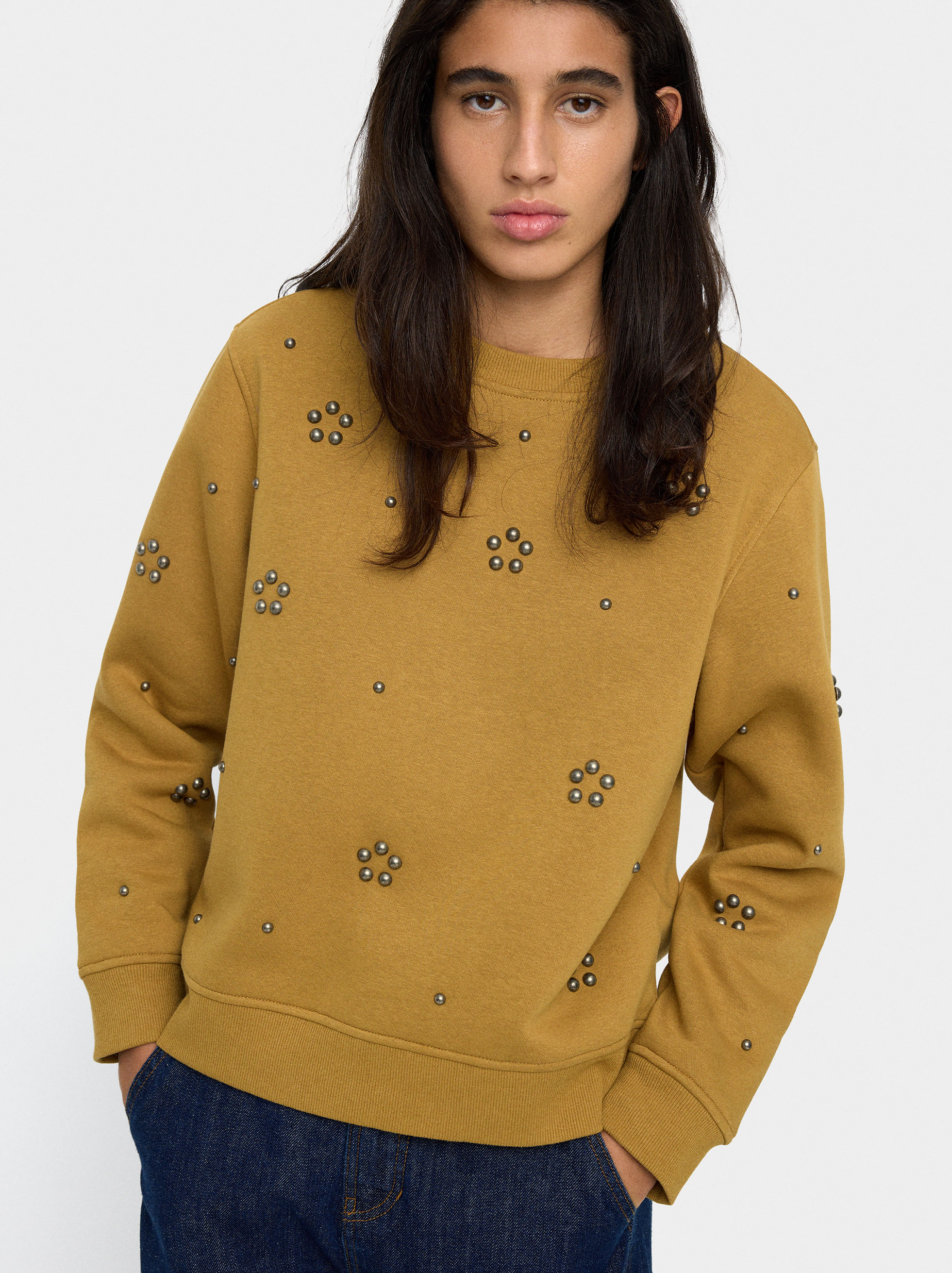 Cotton sweatshirt with applications image number 1.0