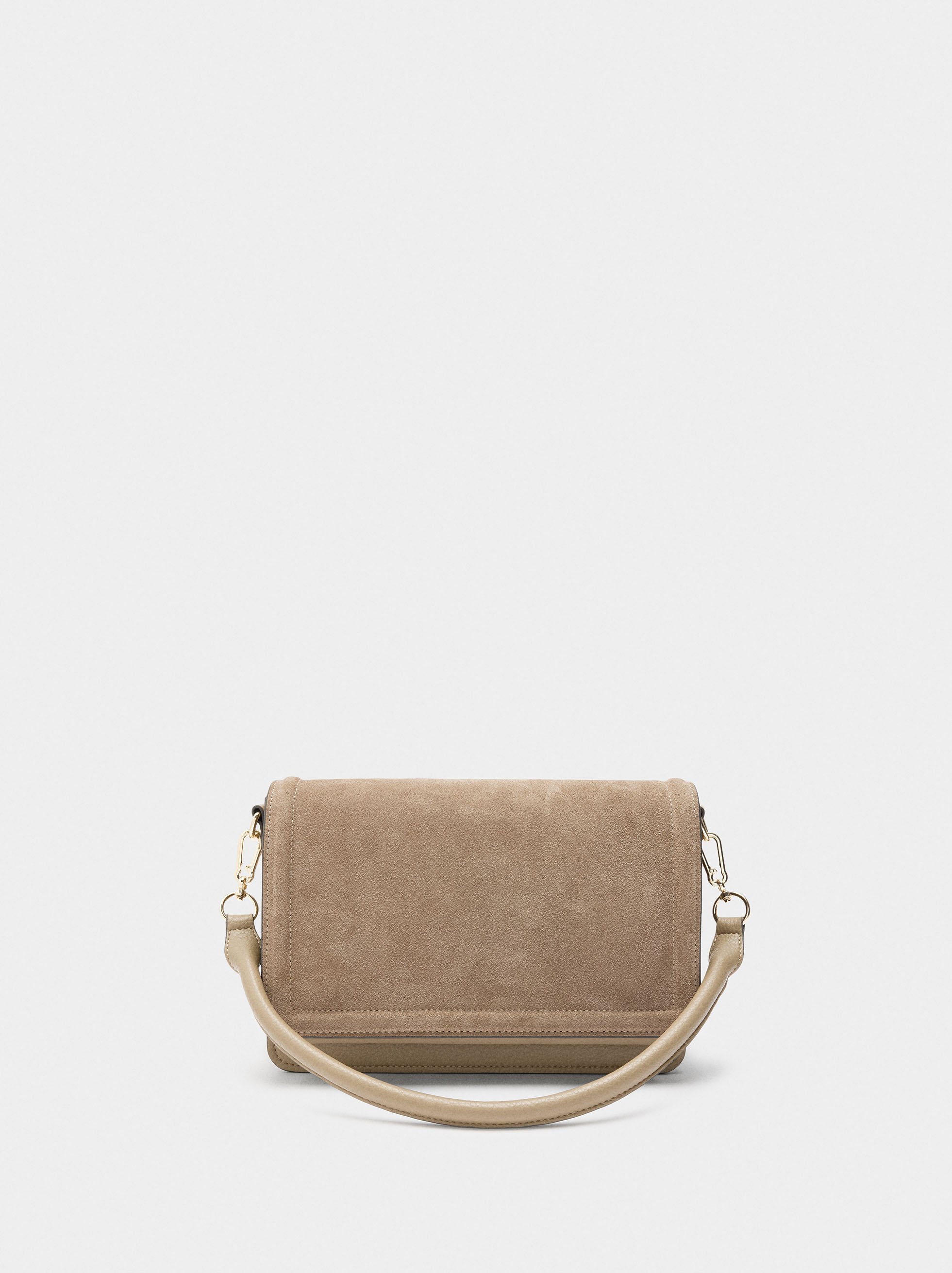 Crossbody bag with flap and leather details image number 0.0