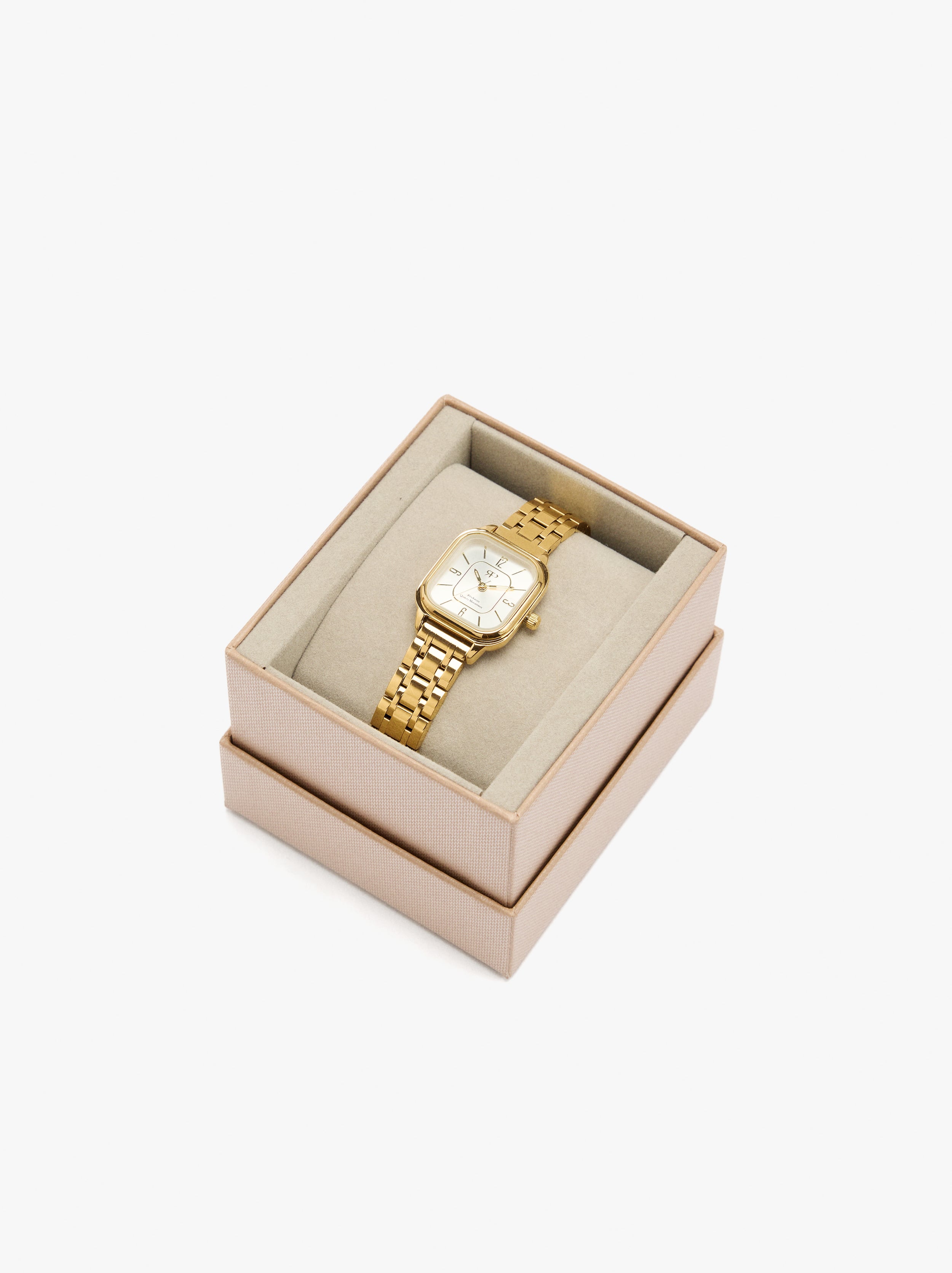 Square watch with a stainless steel bracelet image number 3.0