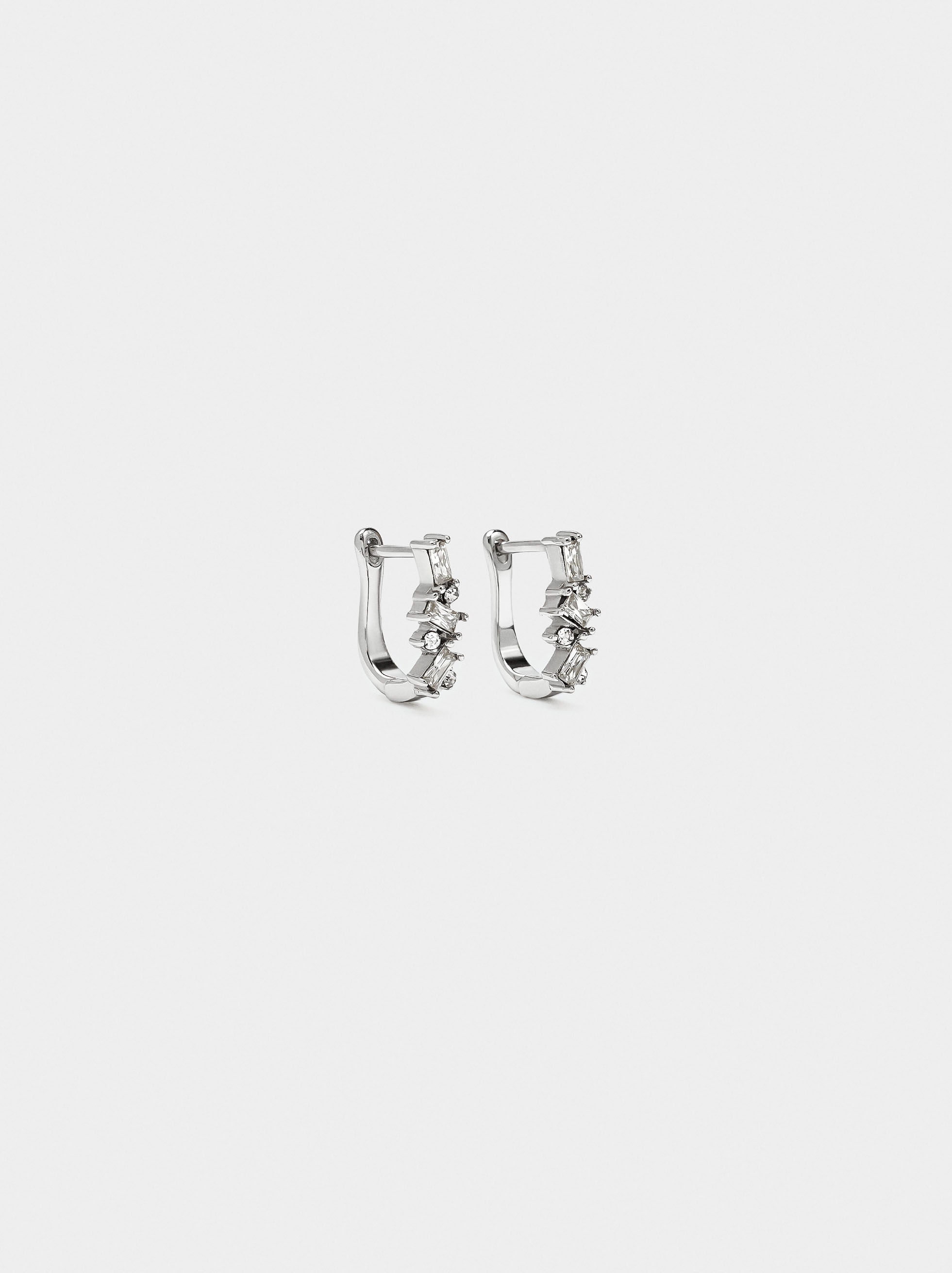 Hoop earrings with crystals - stainless steel image number 0.0