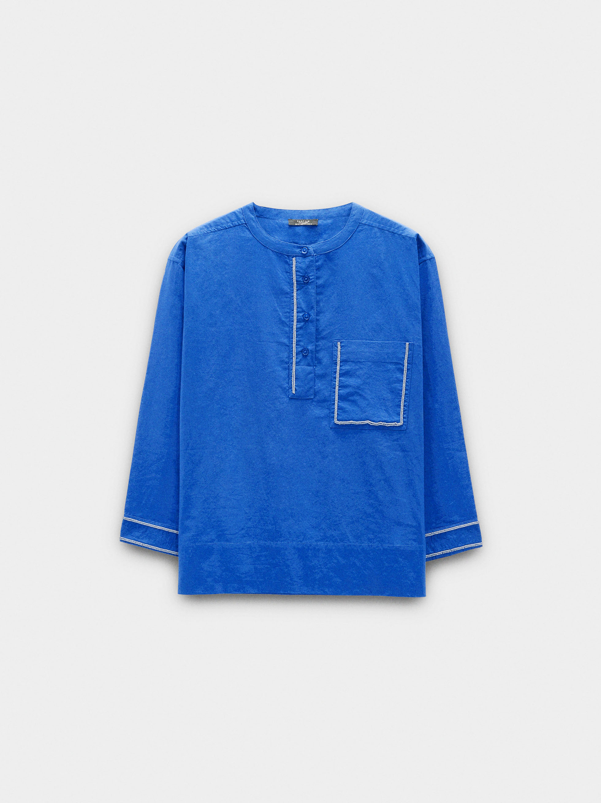 Shirt with mandarin collar 100% cotton image number 4.0
