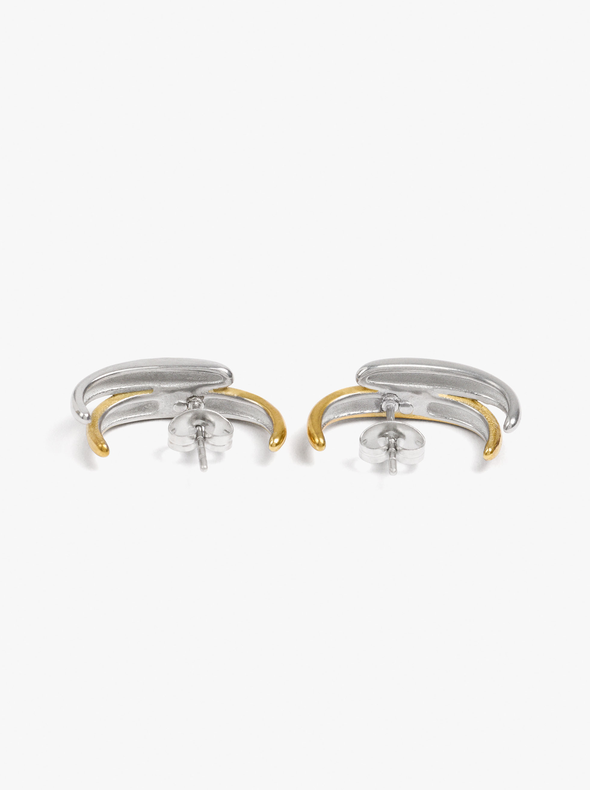 Bicolor double effect hoop earrings - stainless steel image number 2.0