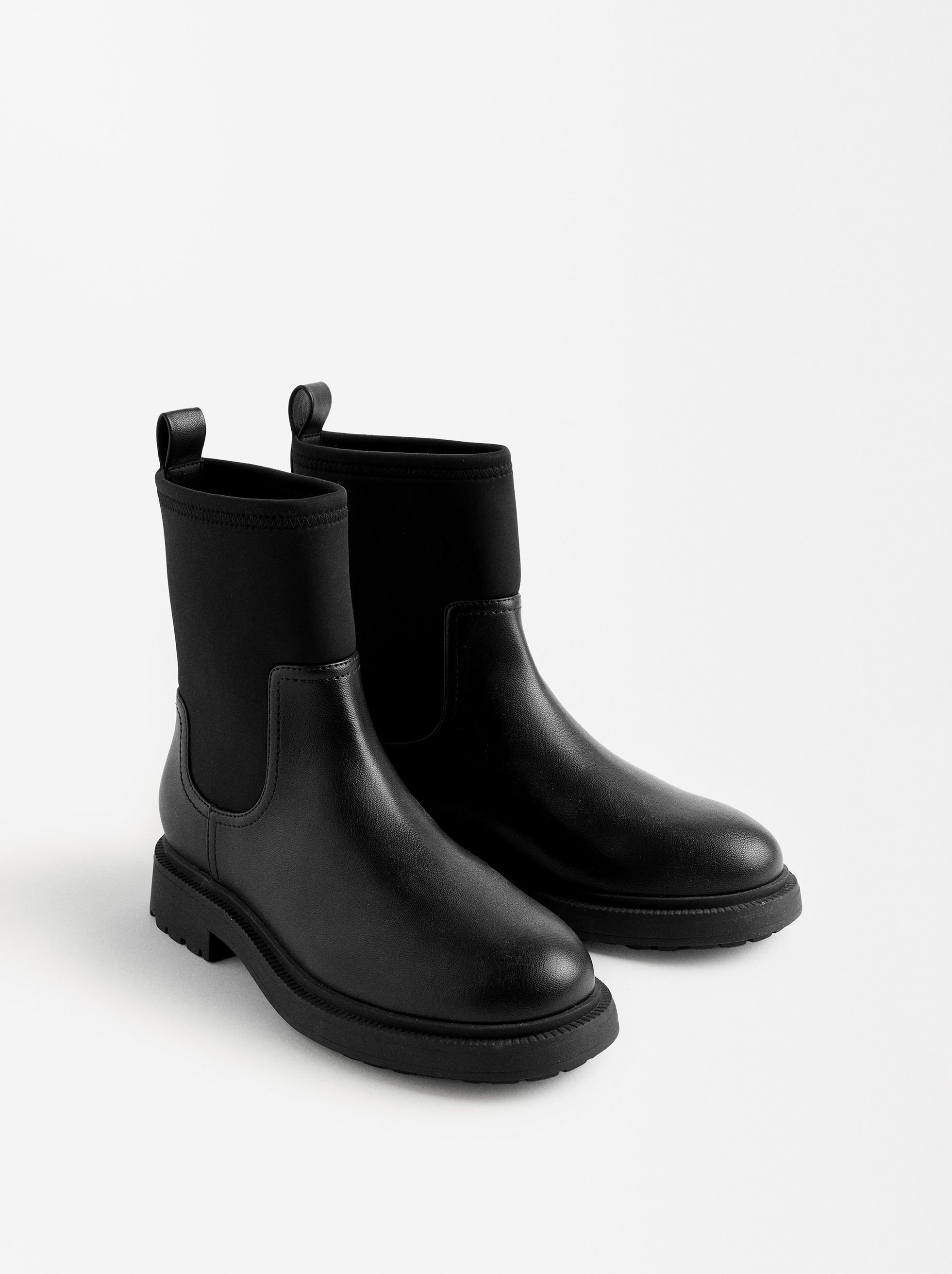 Flat ankle boots with elastic neoprene effect image number 2.0