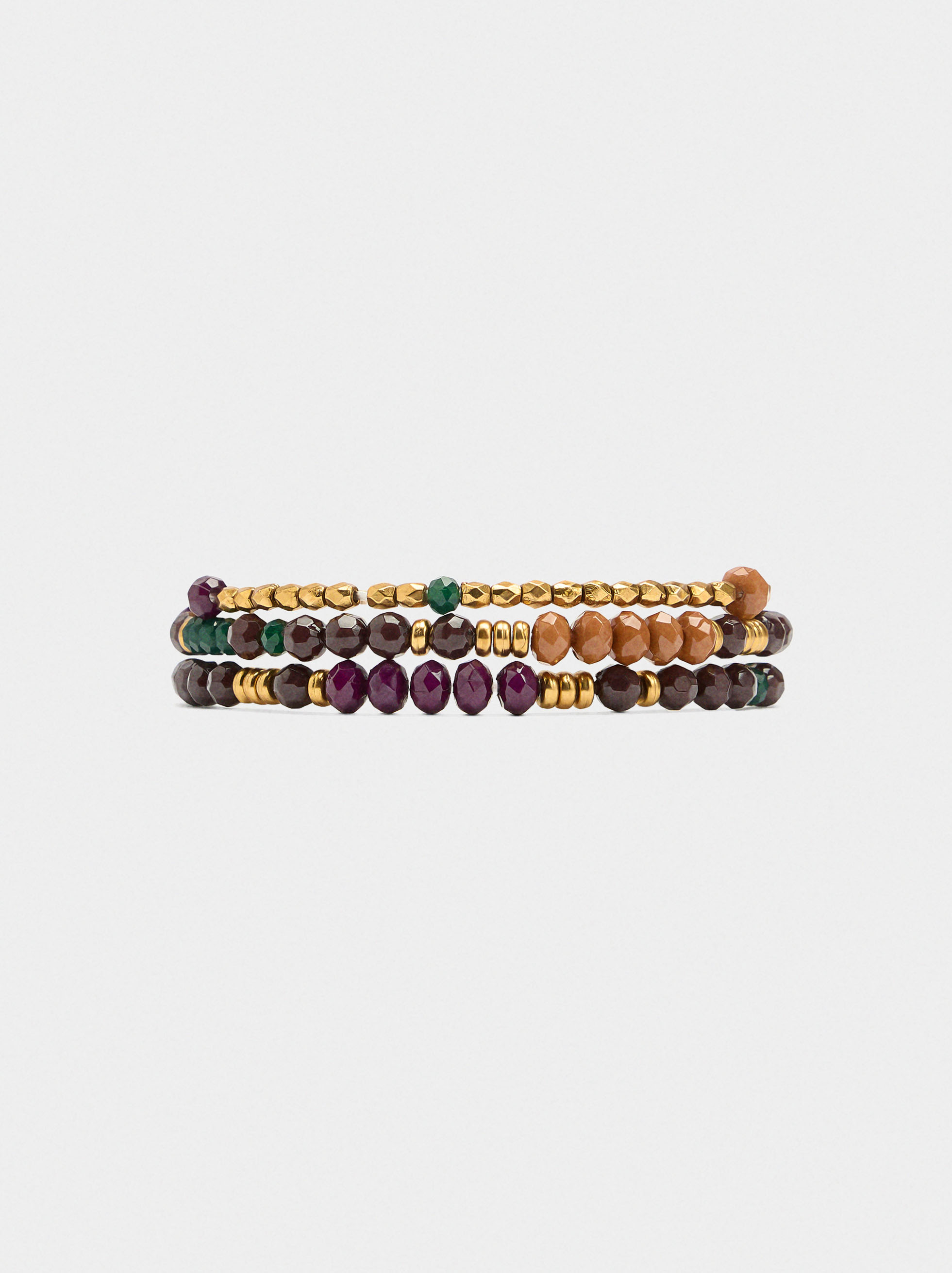 Set of elastic bracelets with multicolor beads image number 0.0