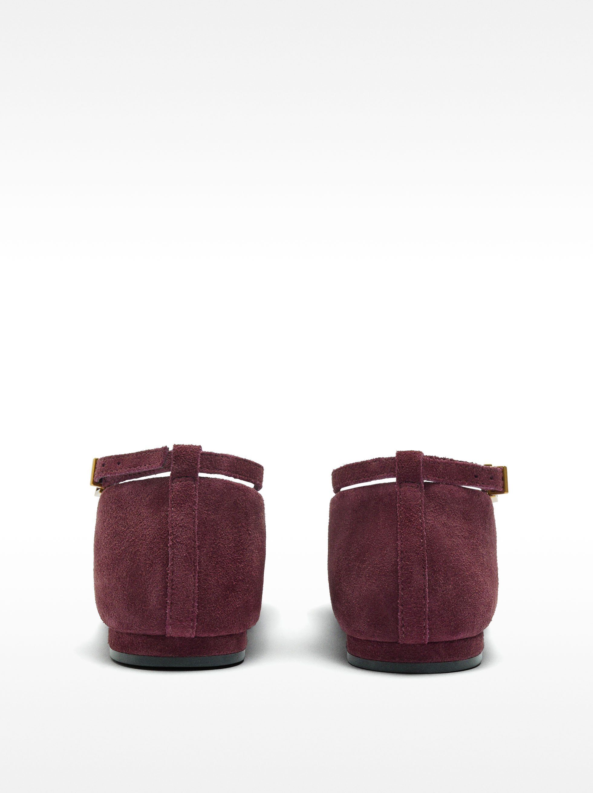Ankle-strap leather ballet flats image number 2.0