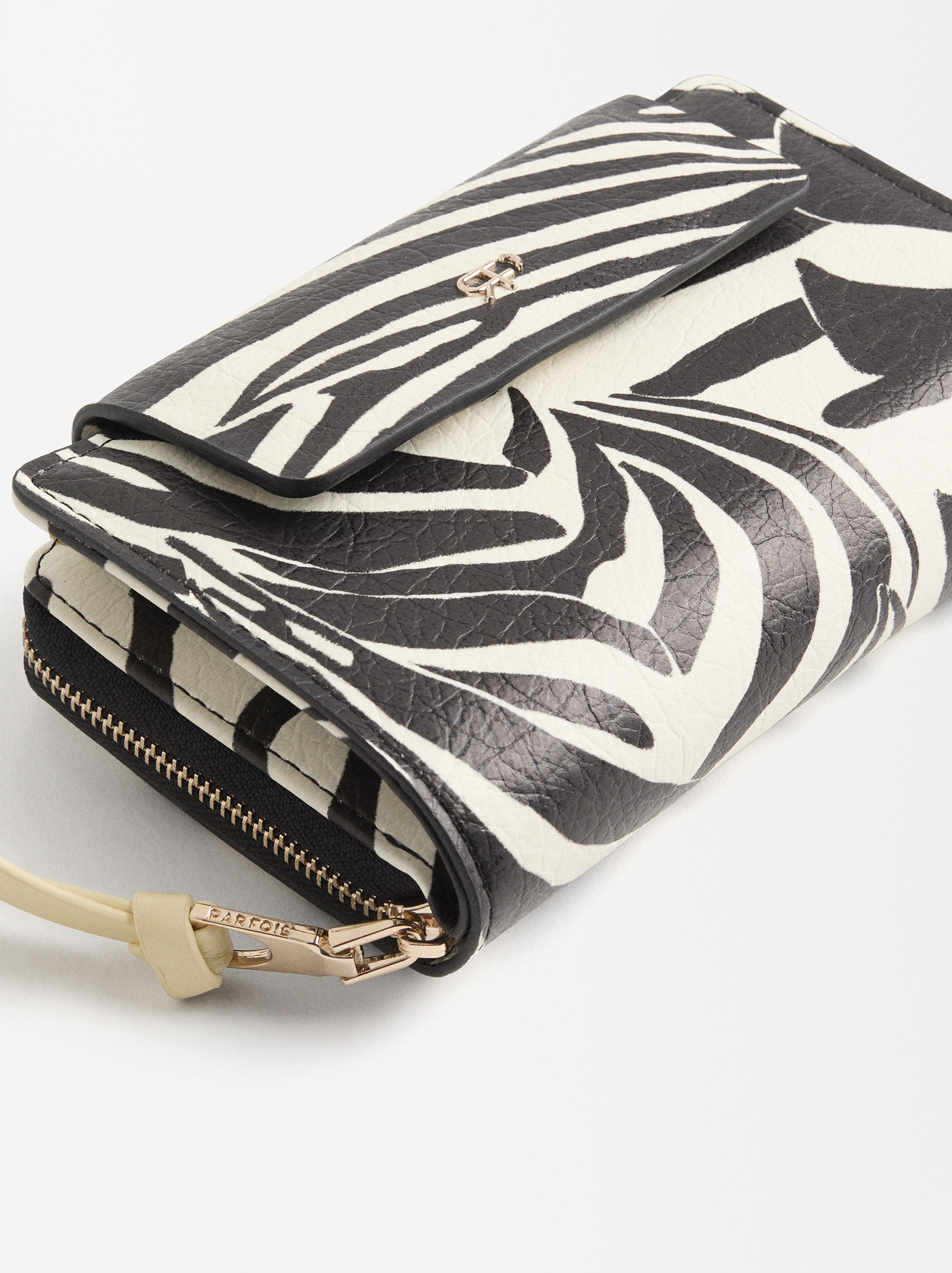 Flap closure wallet with animal print image number 1.0