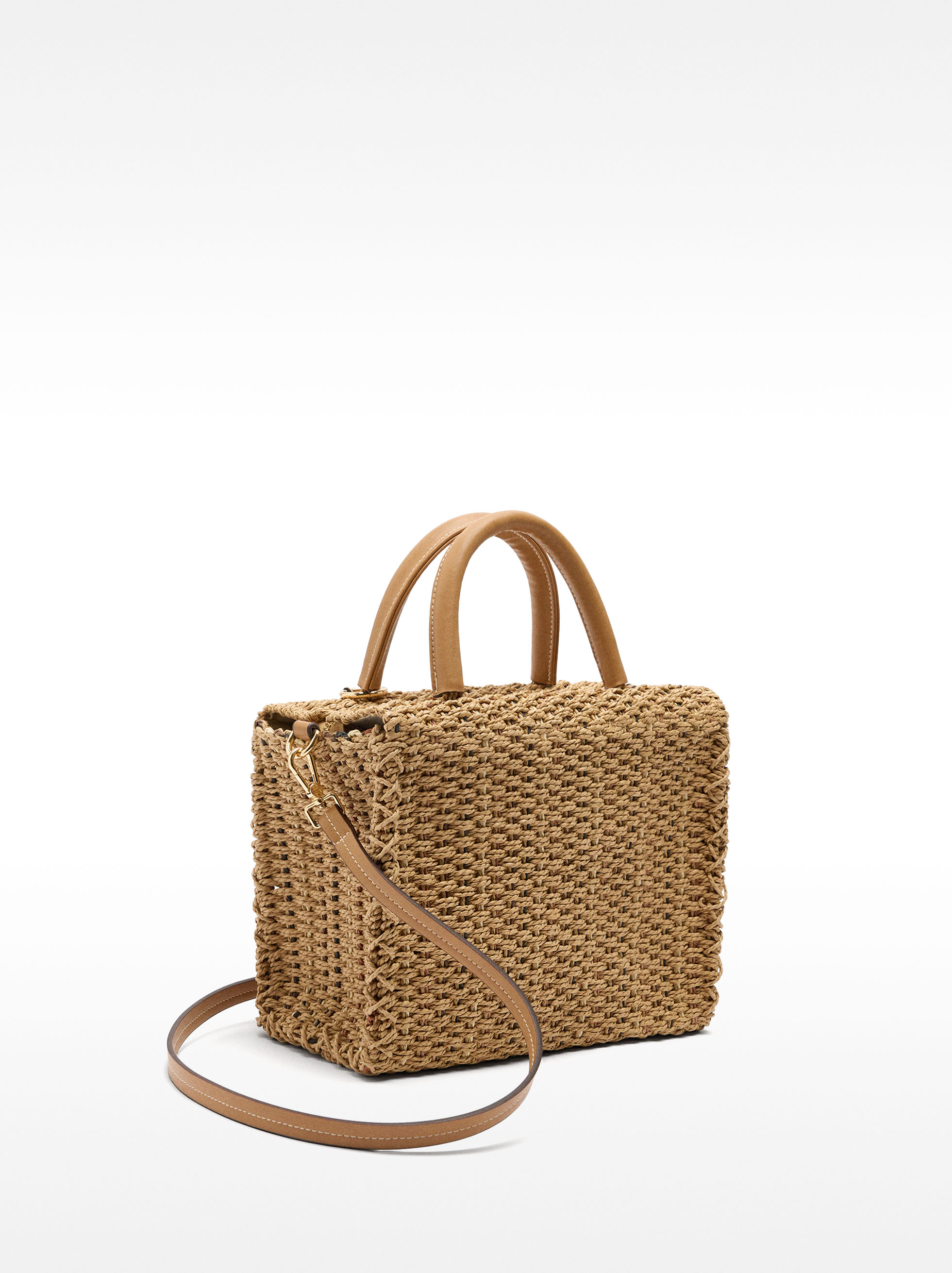Tote bag with straw effect L image number 3.0