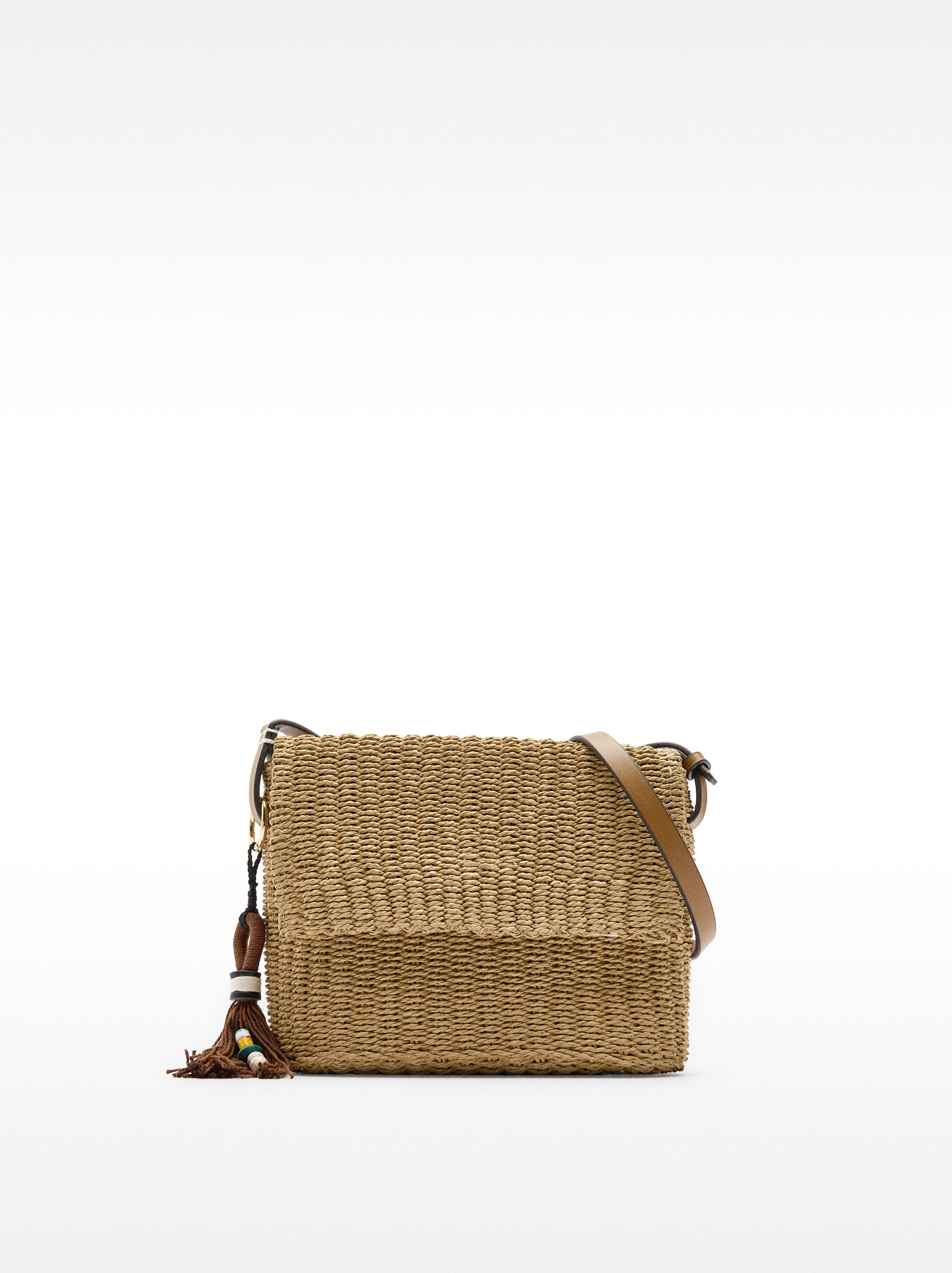 Crossbody bag with straw effect image number 0.0