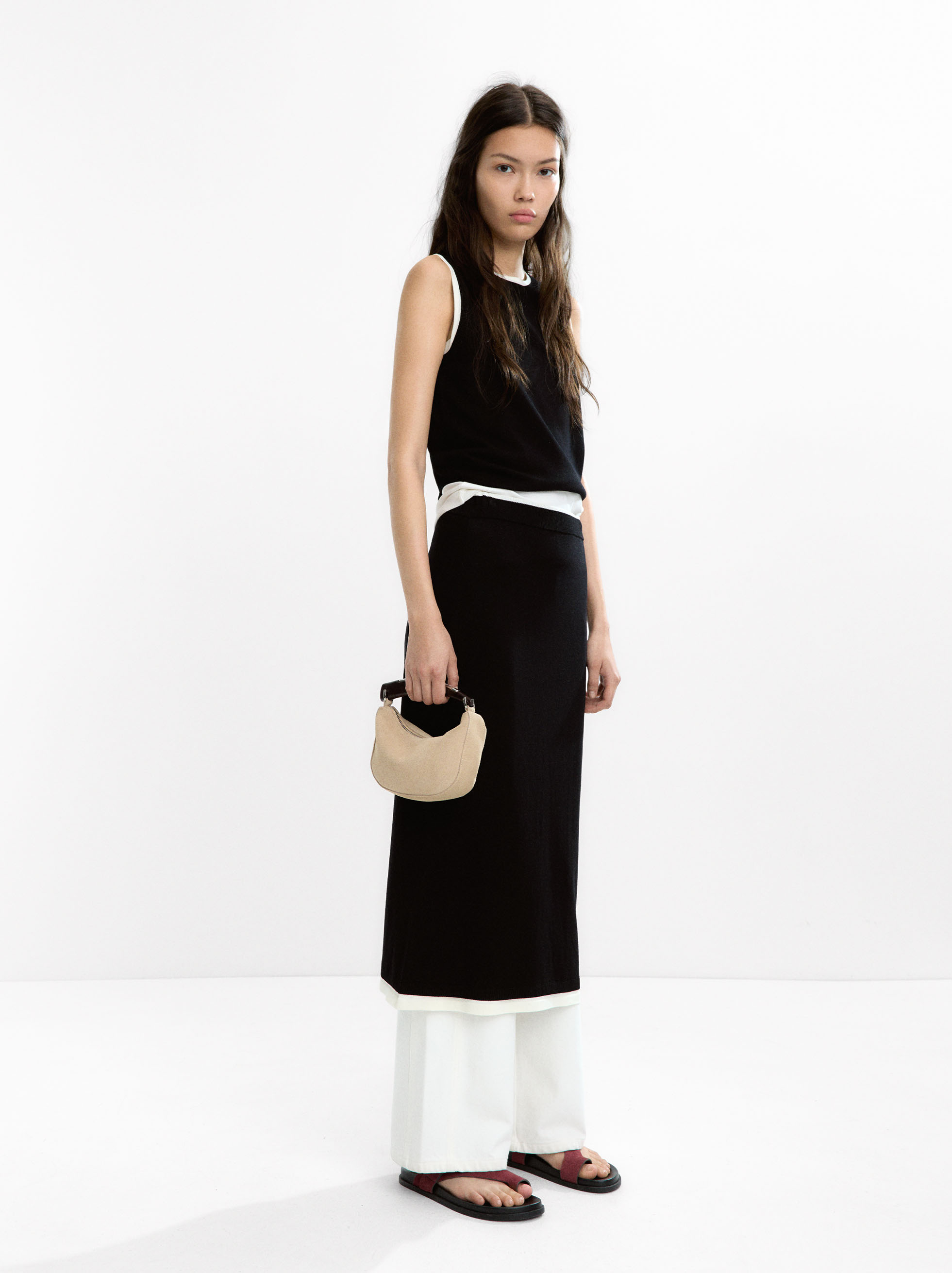 Contrast knit top image number 1.0
