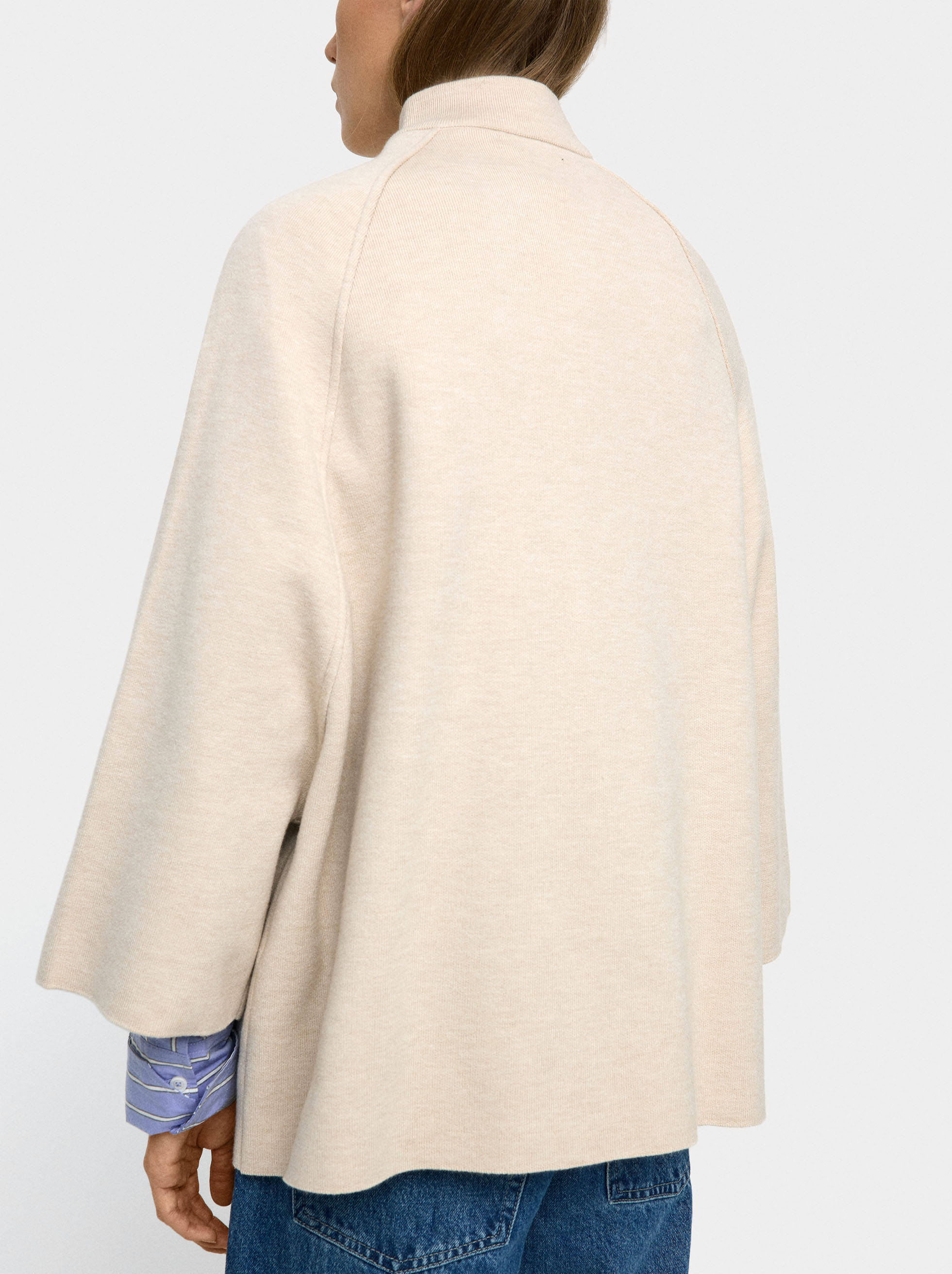 Knit poncho with high neck image number 2.0