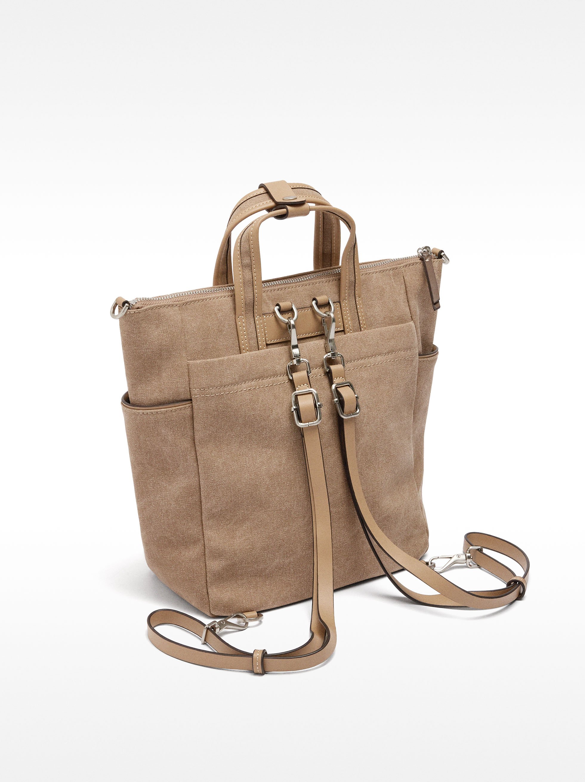 Canvas backpack with shoulder strap image number 2.0
